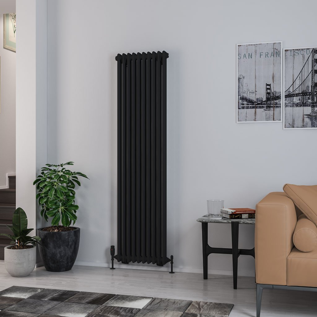 Rivassa 2 Column Radiator 1800 x 473mm - Matt Black