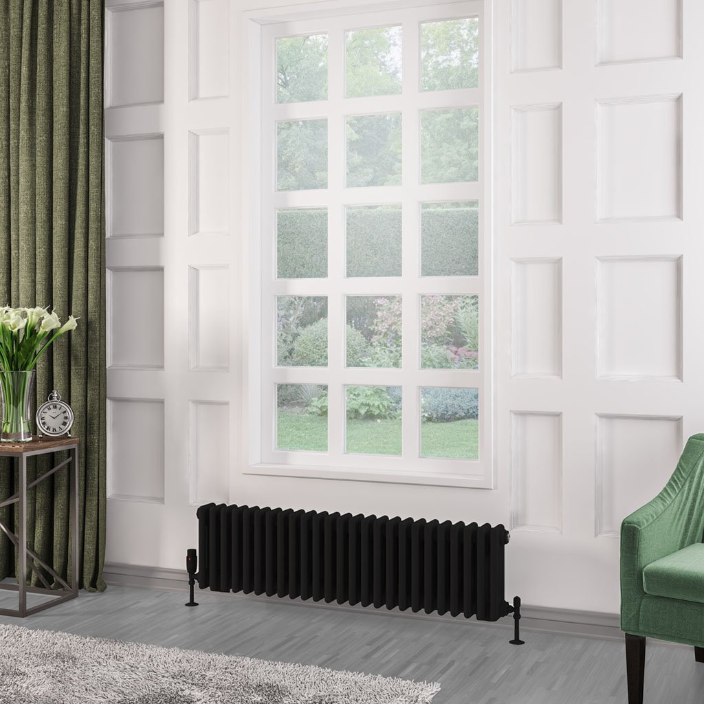 Rivassa 3 Column Radiator 300 x 1148mm - Matt Black