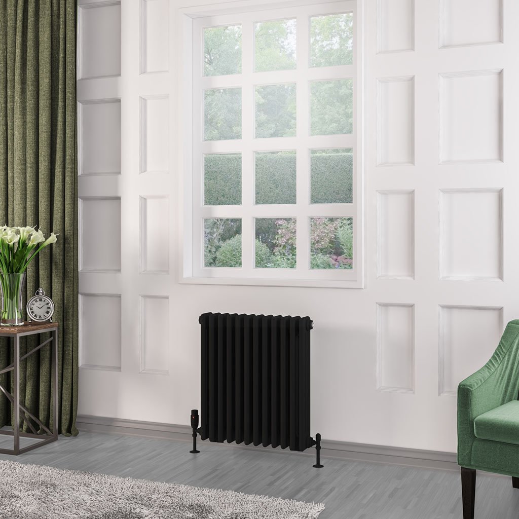 Rivassa 3 Column Radiator 600 x 563mm - Matt Black