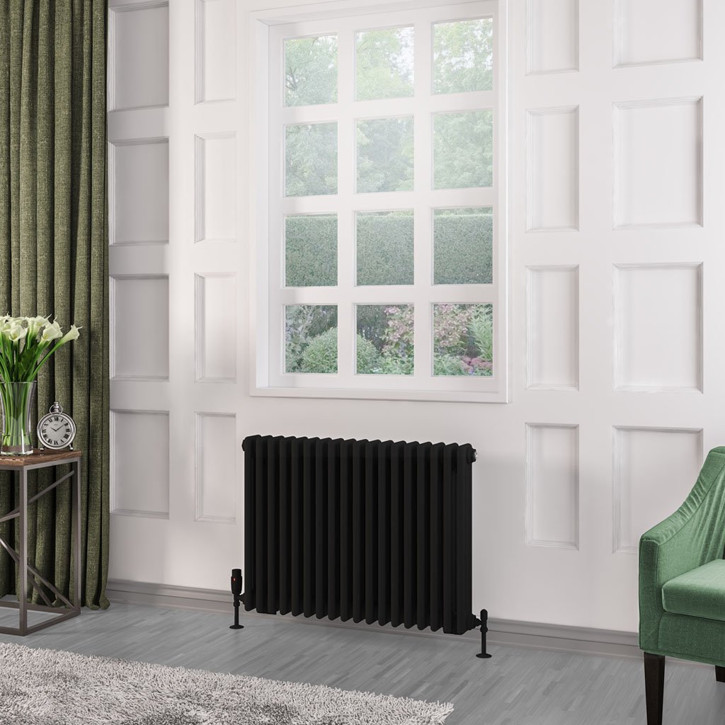 Rivassa 3 Column Radiator 600 x 833mm - Matt Black