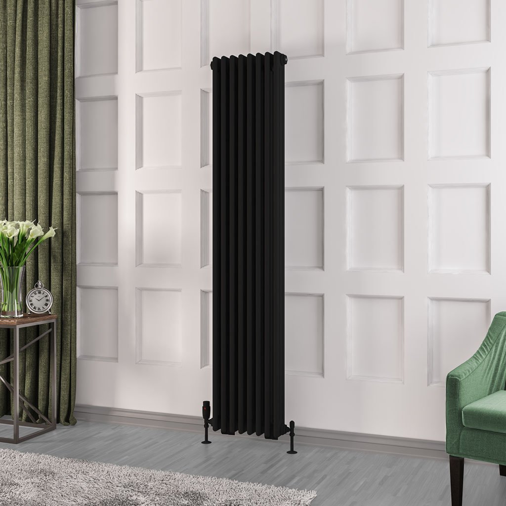 Rivassa 3 Column Radiator 1800 x 383mm - Matt Black