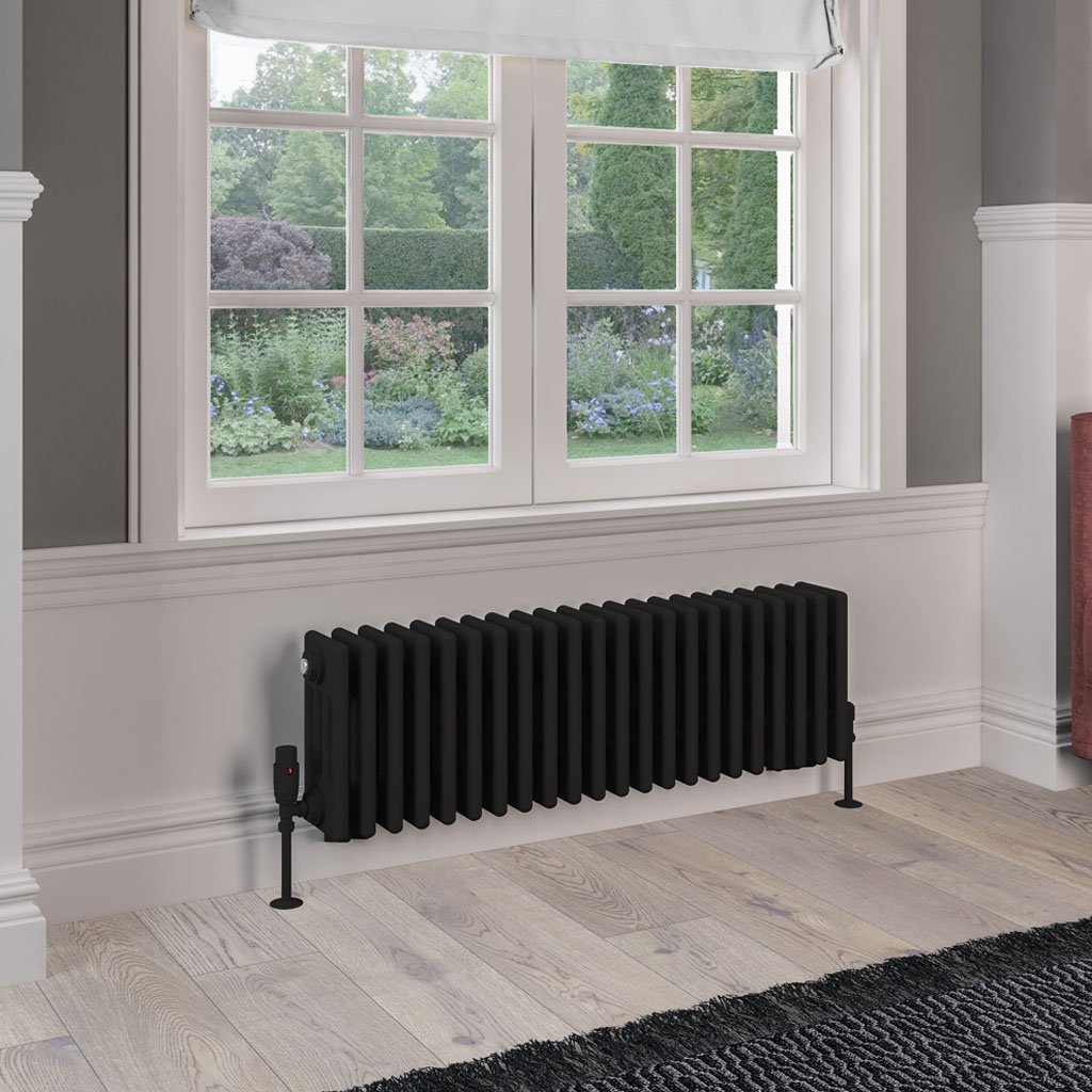 Rivassa 4 Column Radiator 300 x 1010mm - Matt Black