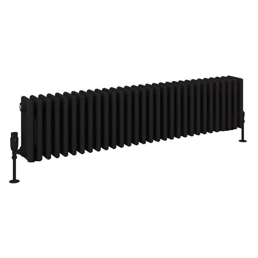 Rivassa 4 Column Radiator 300 x 1373mm - Matt Black