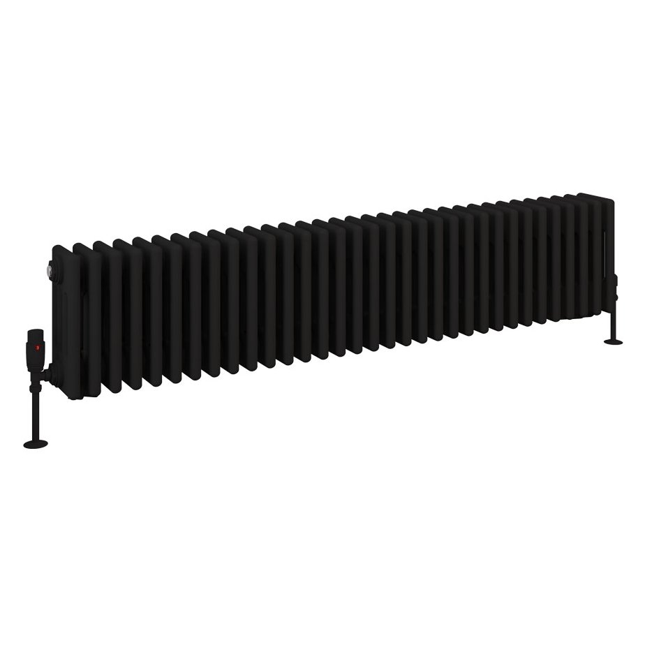 Rivassa 4 Column Radiator 300 x 1505mm - Matt Black
