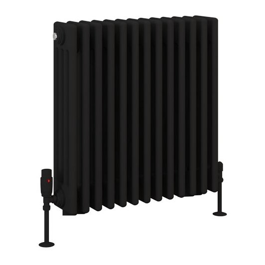 Rivassa 4 Column Radiator 600 x 605mm - Matt Black