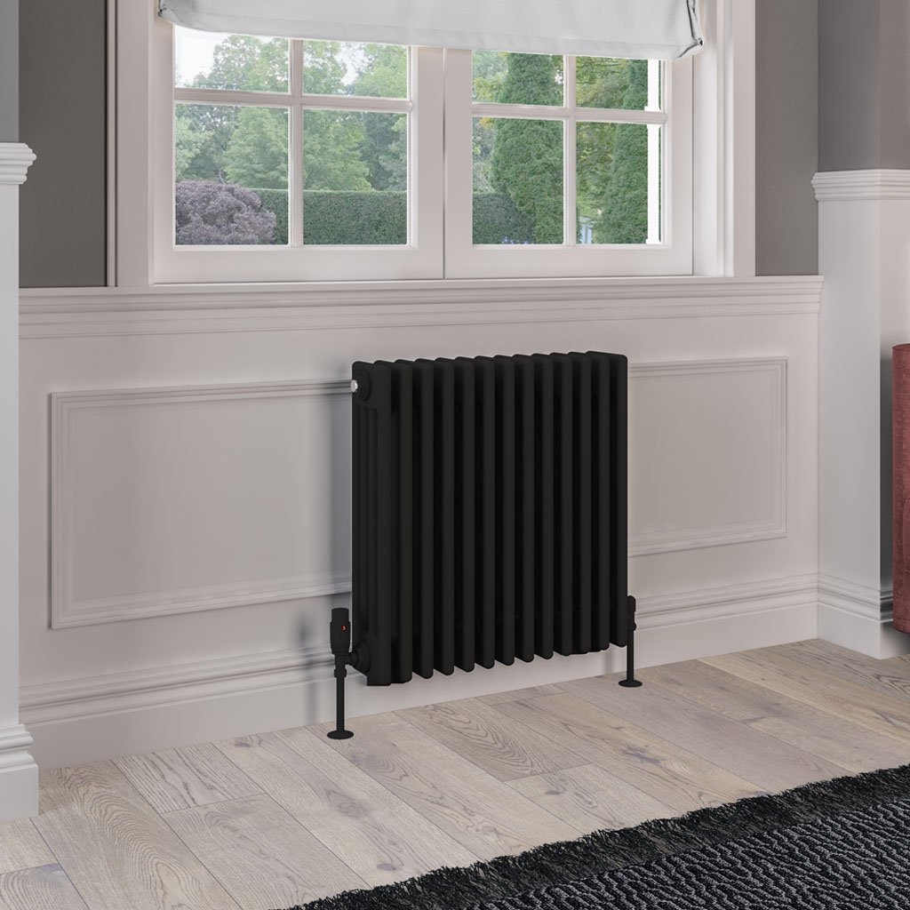 Rivassa 4 Column Radiator 600 x 605mm - Matt Black