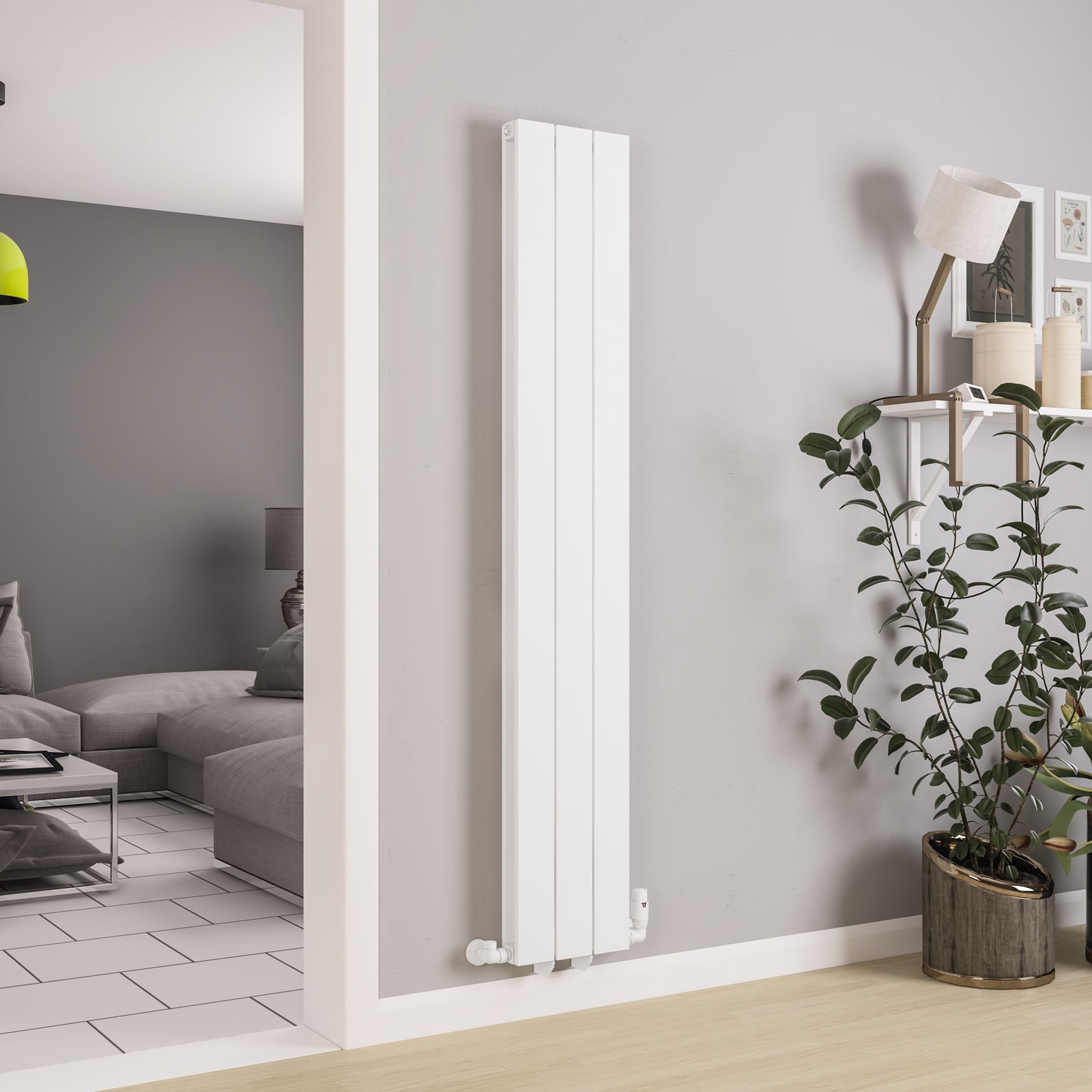 Queenswood 1800 x 291 Aluminium Radiator - Matt White
