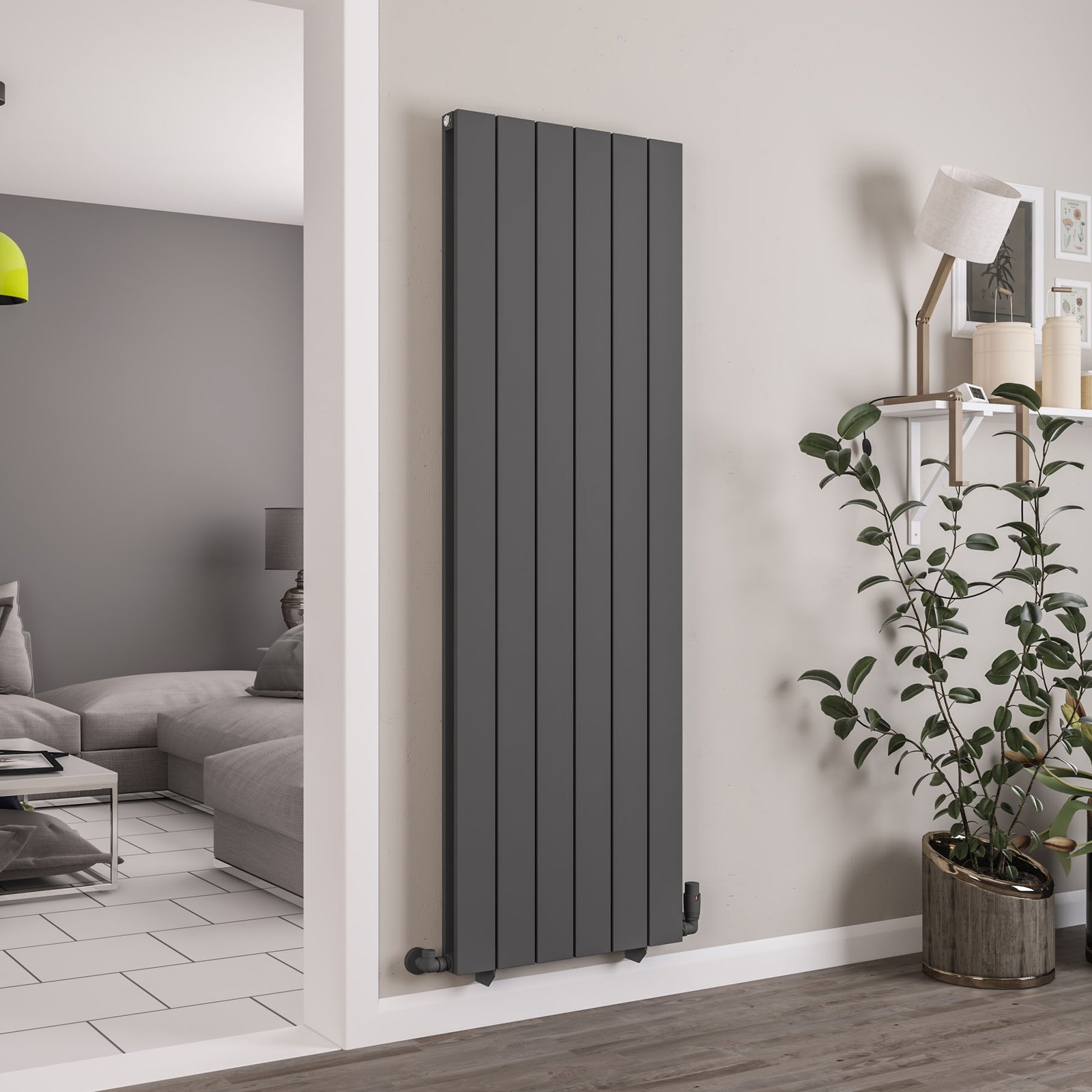 Queenswood 1800 x 582 Aluminium Radiator - Matt Anthracite