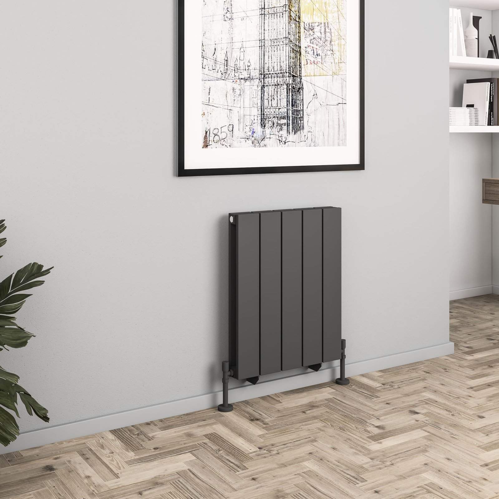 Queenswood 600 x 485 Aluminium Radiator - Matt Anthracite