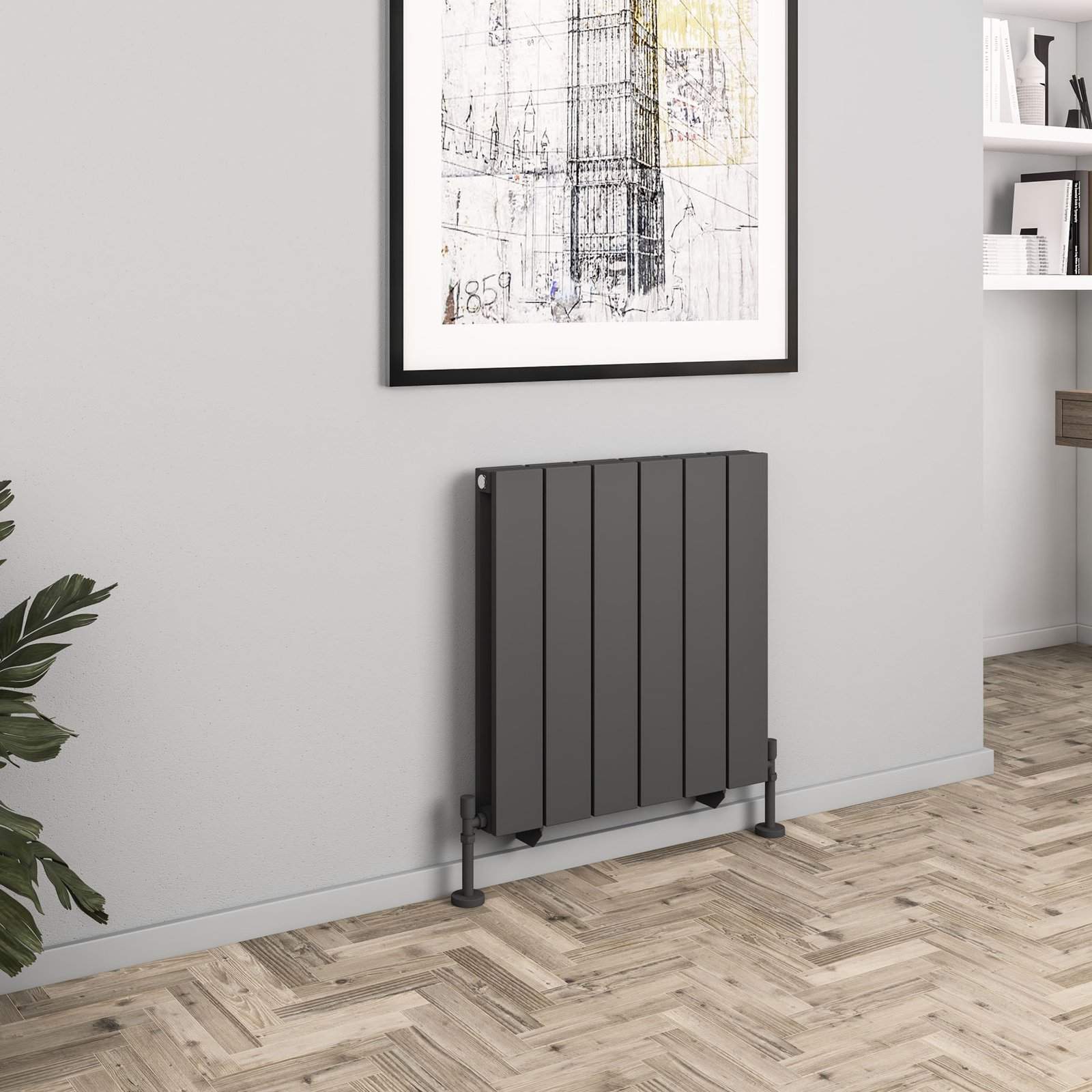Queenswood 600 x 582 Aluminium Radiator - Matt Anthracite