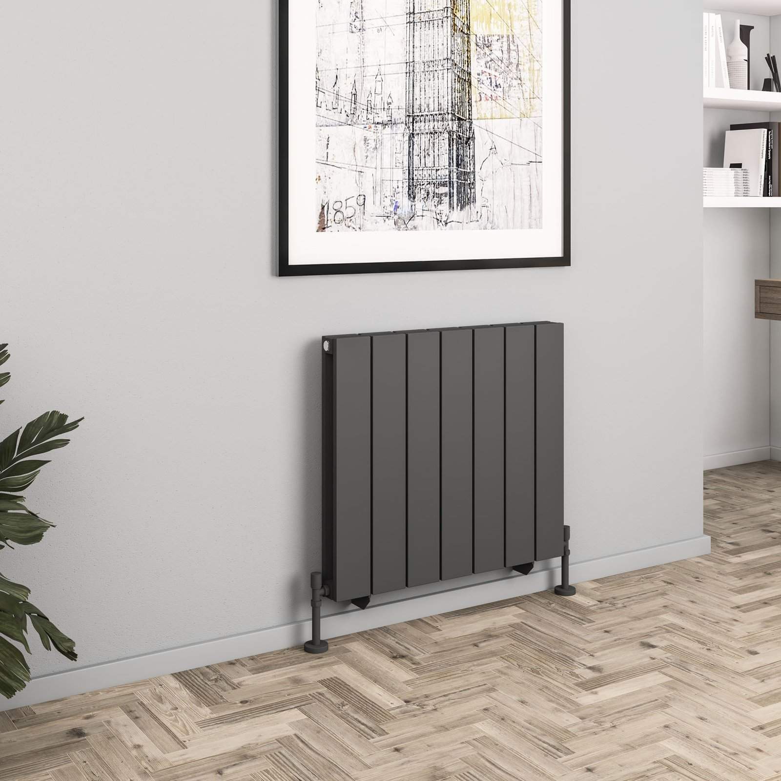 Queenswood 600 x 679 Aluminium Radiator - Matt Anthracite