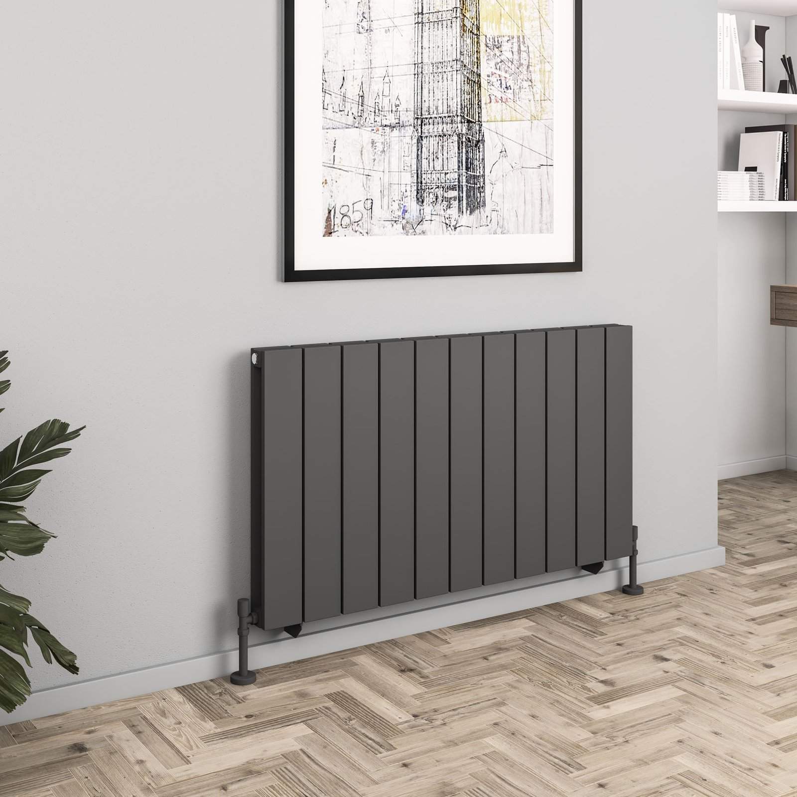 Queenswood 600 x 1067 Aluminium Radiator - Matt Anthracite