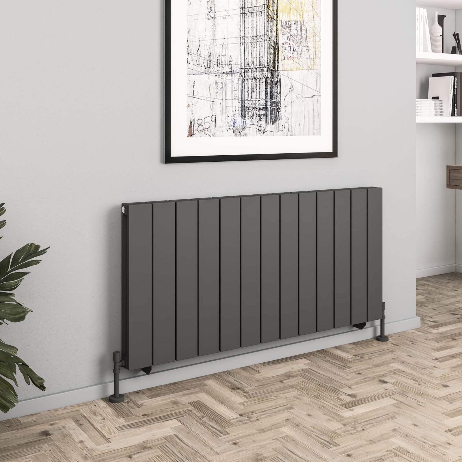Queenswood 600 x 1261 Aluminium Radiator - Matt Anthracite