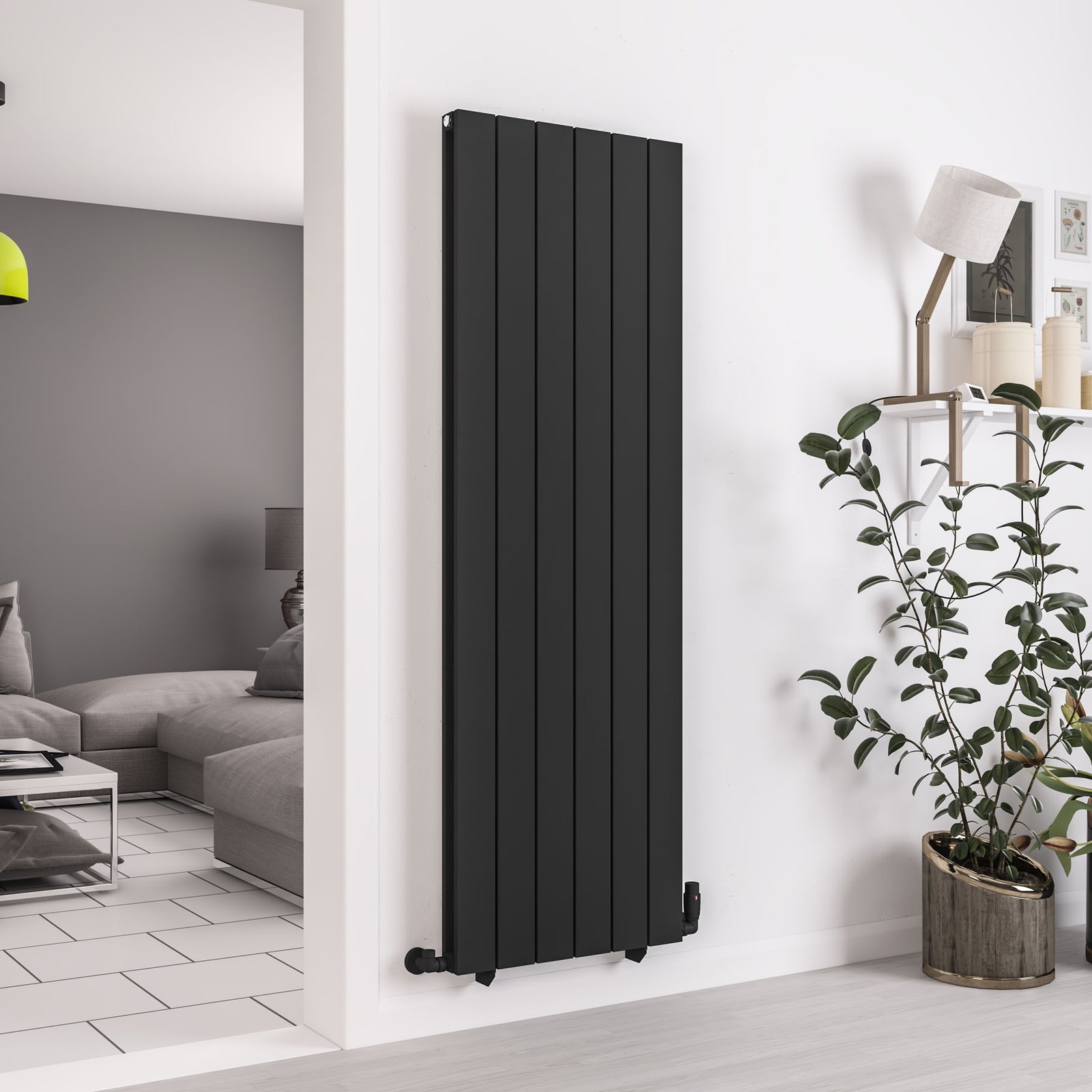 Queenswood 1800 x 582 Aluminium Radiator - Matt Black