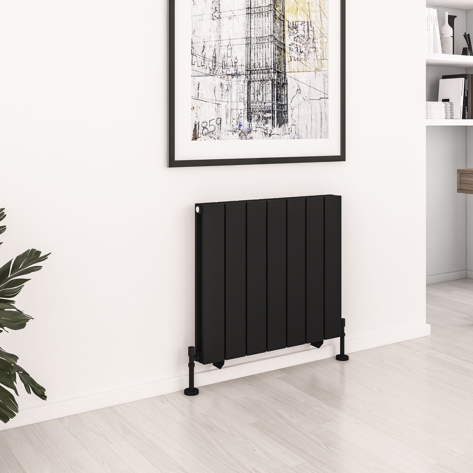Queenswood 600 x 679 Aluminium Radiator - Matt Black