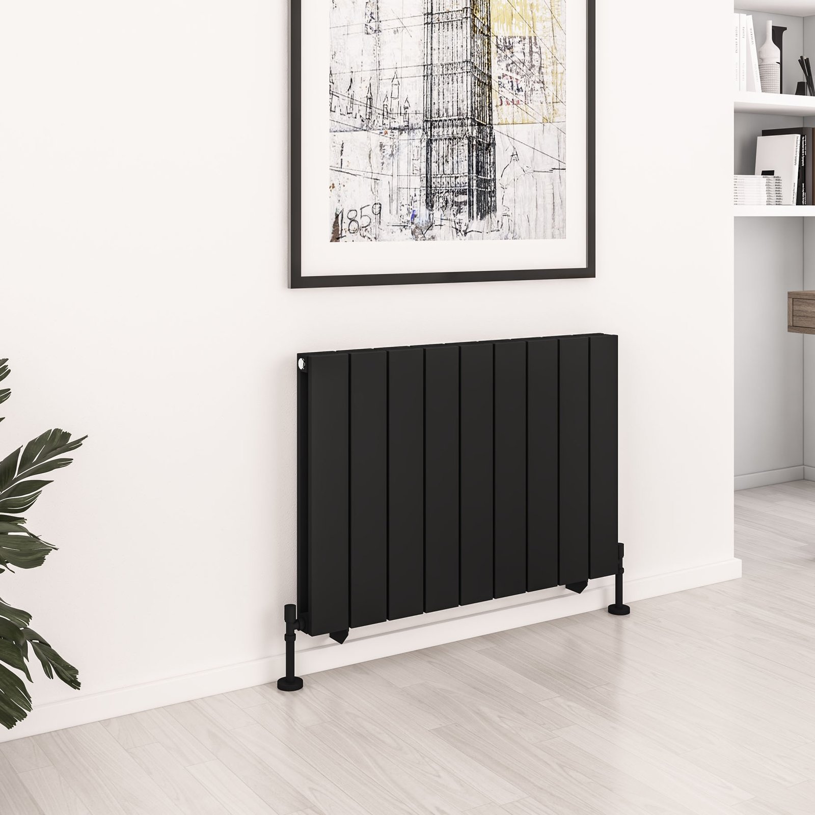 Queenswood 600 x 873 Aluminium Radiator - Matt Black