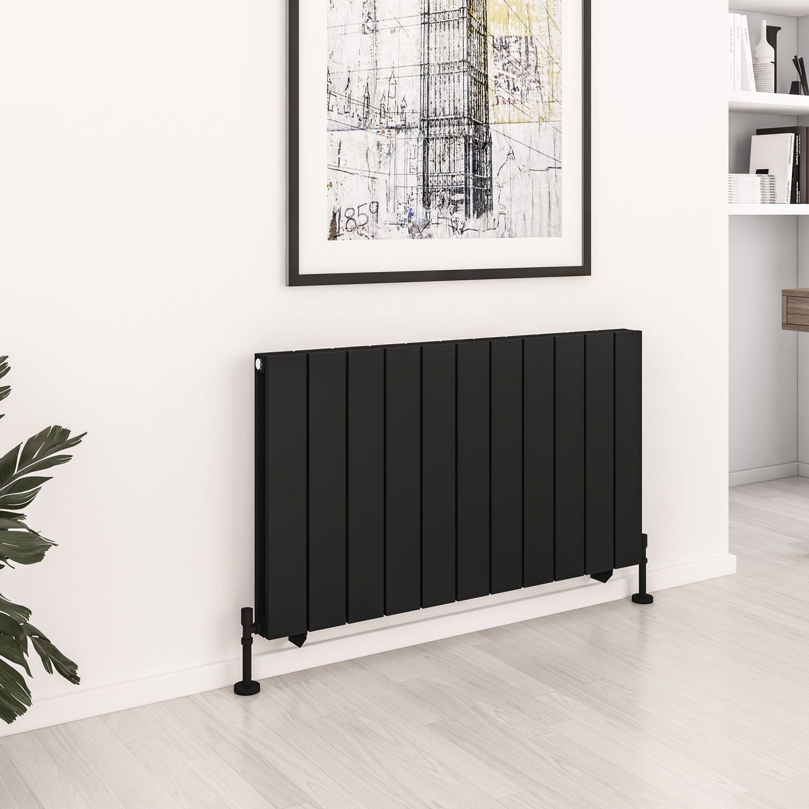 Queenswood 600 x 1067 Aluminium Radiator - Matt Black