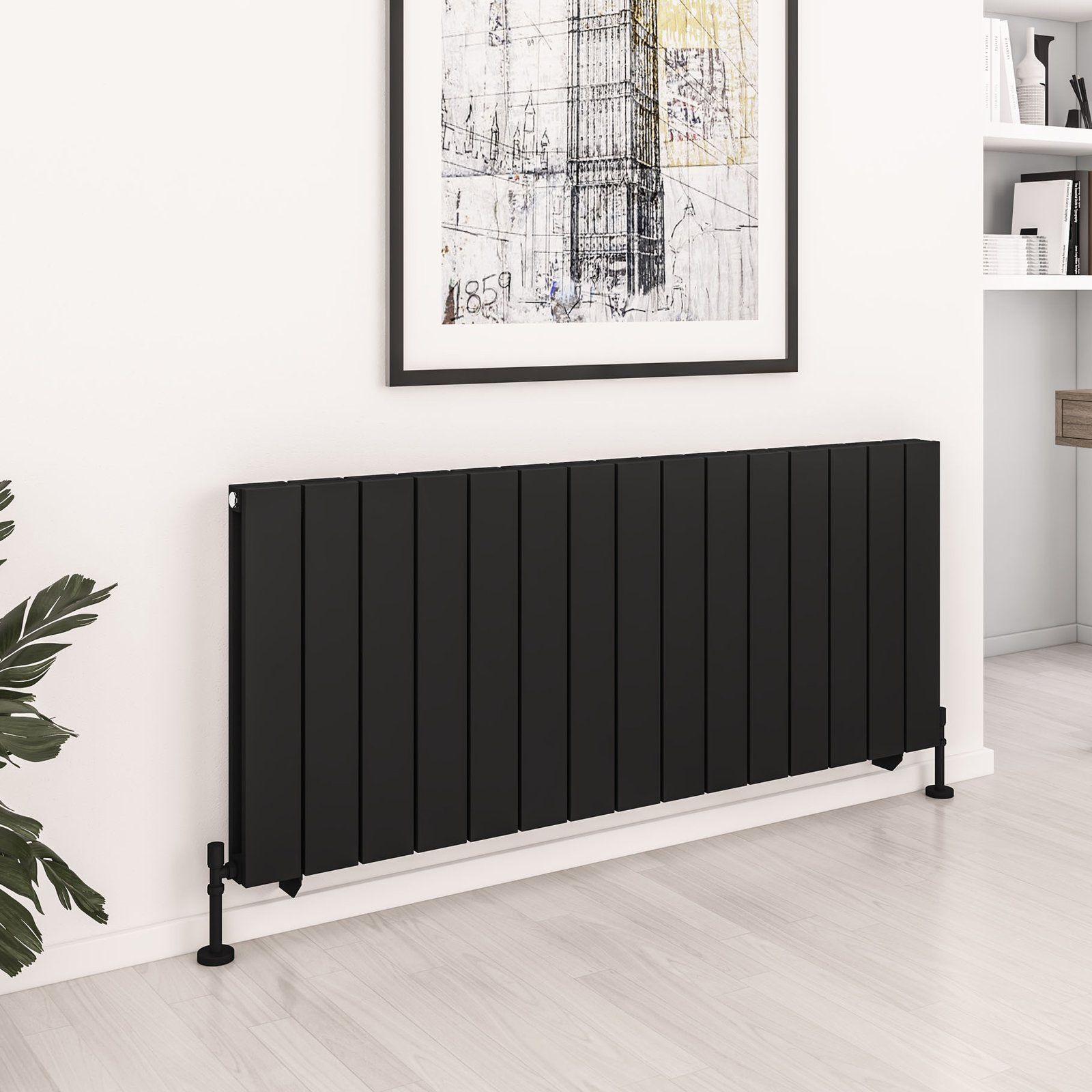 Queenswood 600 x 1455 Aluminium Radiator - Matt Black