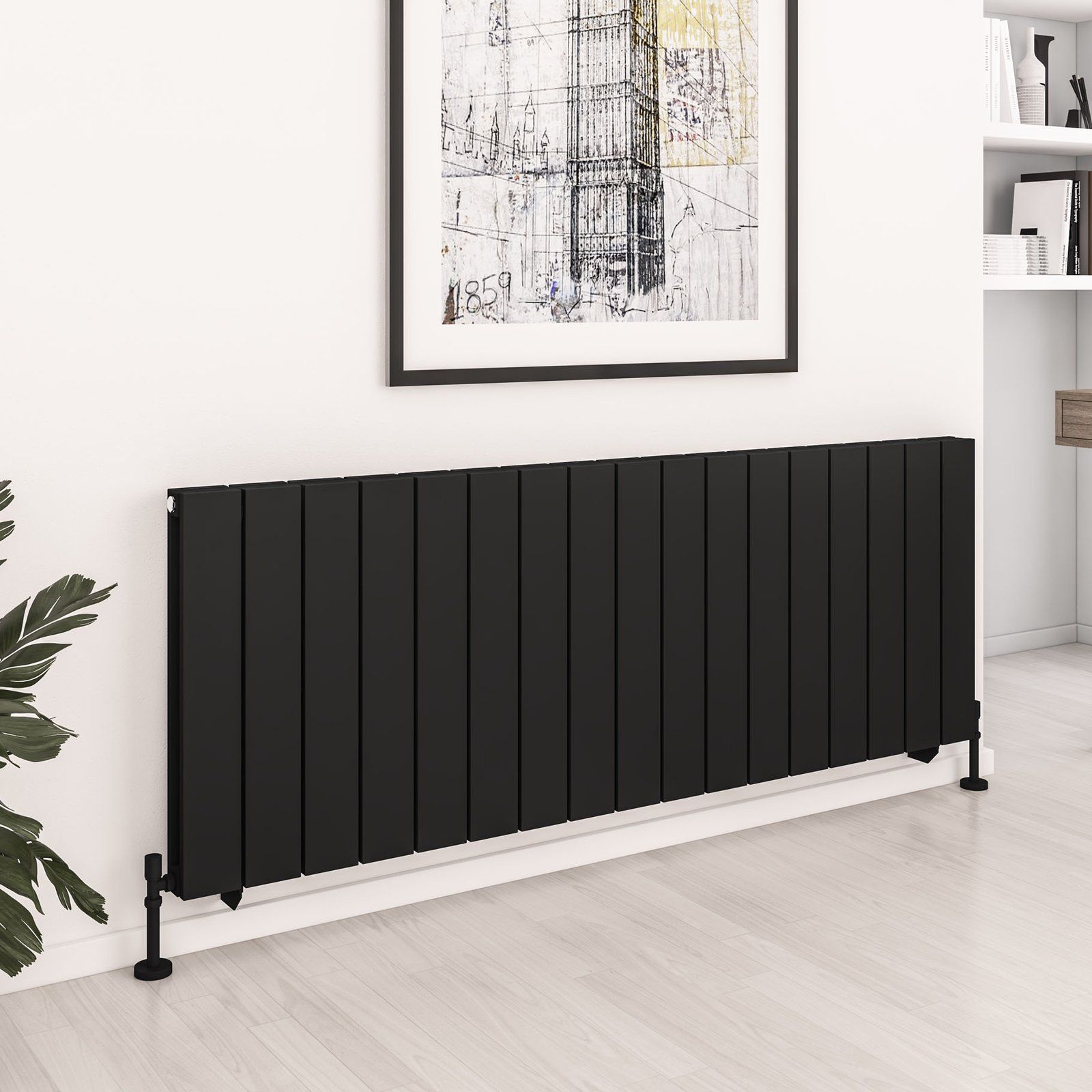 Queenswood 600 x 1649 Aluminium Radiator - Matt Black