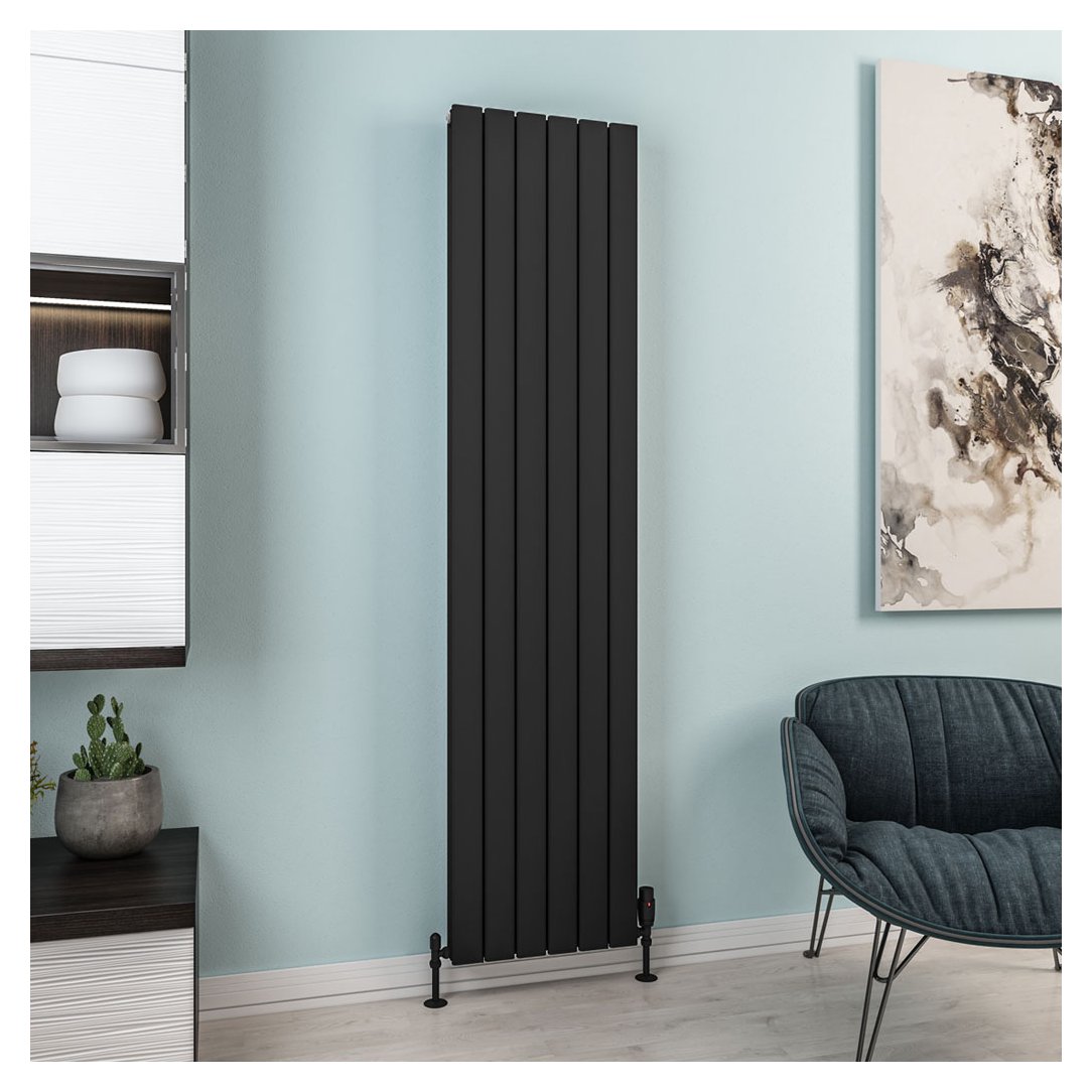 Hadleigh 1800 x 415 Aluminium Radiator Matt Black