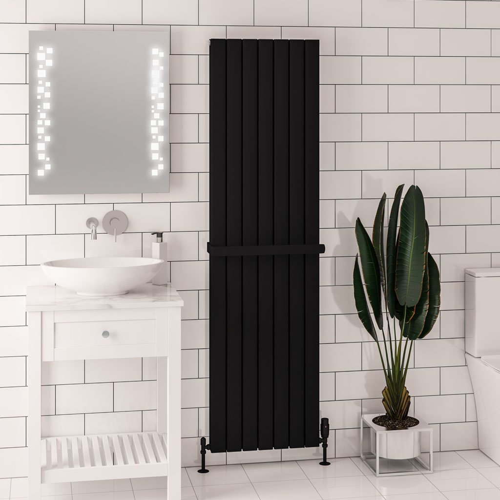Hadleigh 1800 x 485 Aluminium Radiator Matt Black