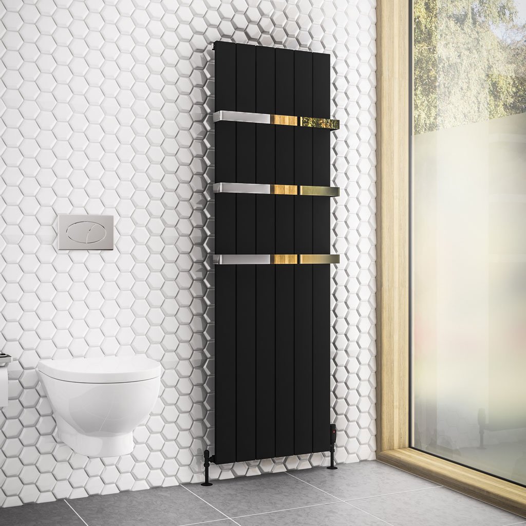 Rosano 1800 x 565 Aluminium Radiator Matt Black