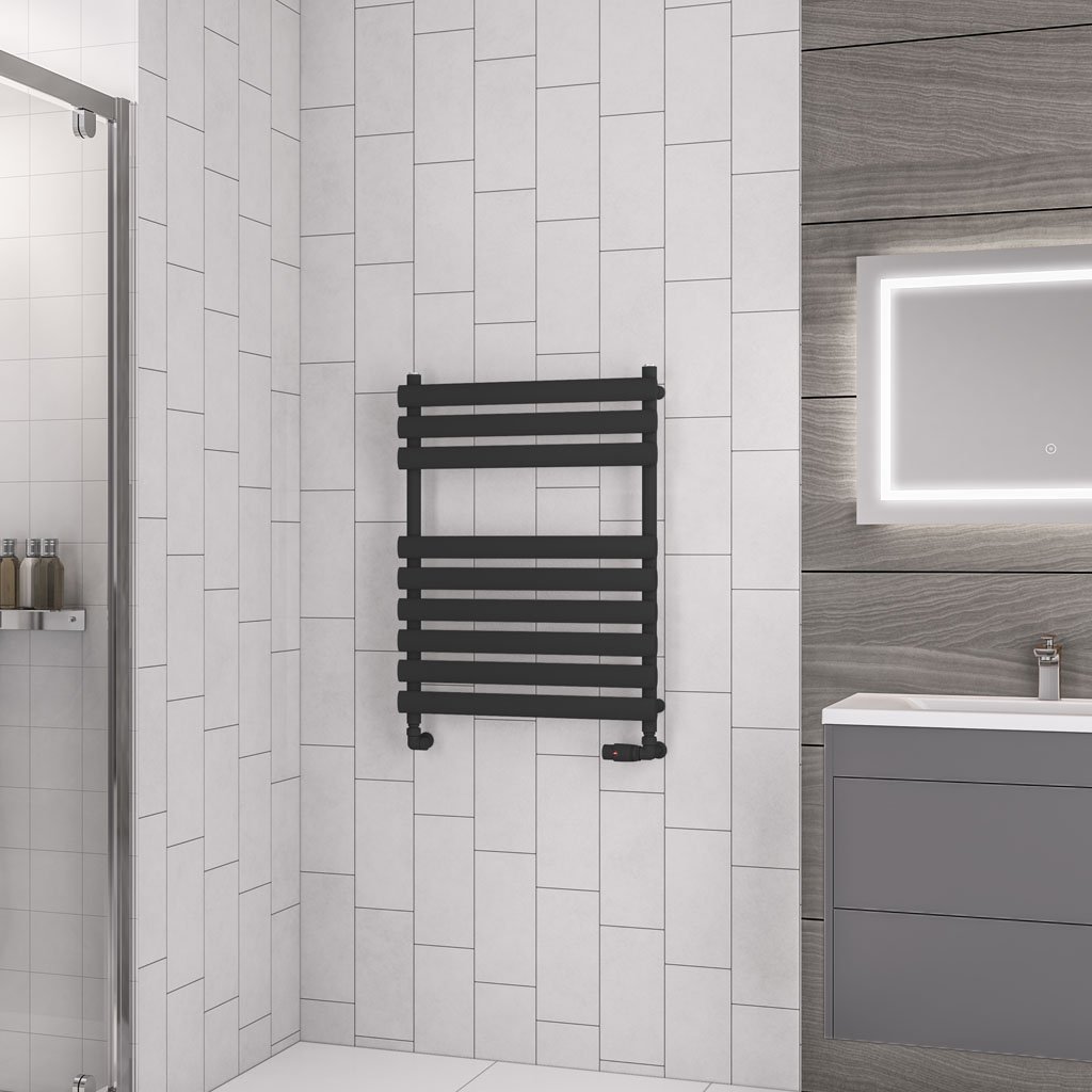 Tunstall 800 x 600 Towel Rail Matt Black