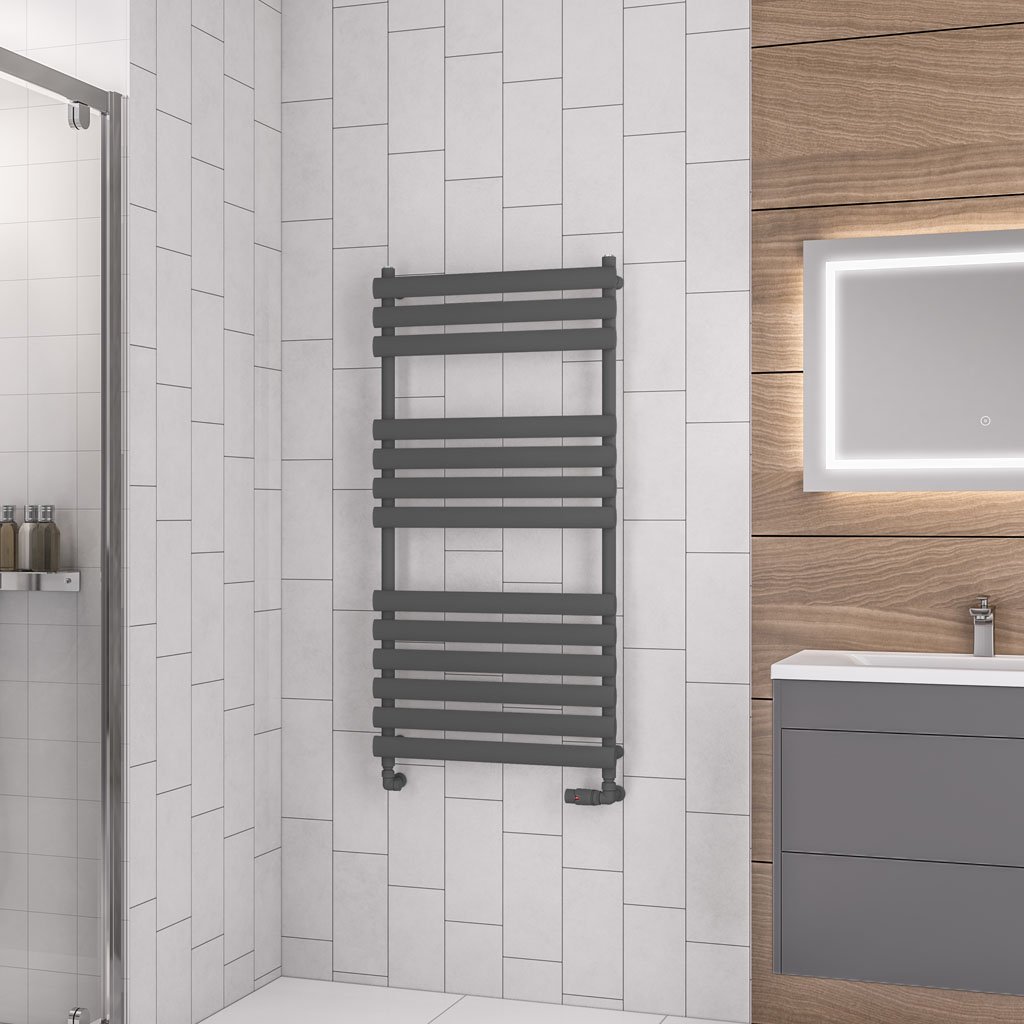 Tunstall 1200 x 600 Towel Rail Matt Anthracite