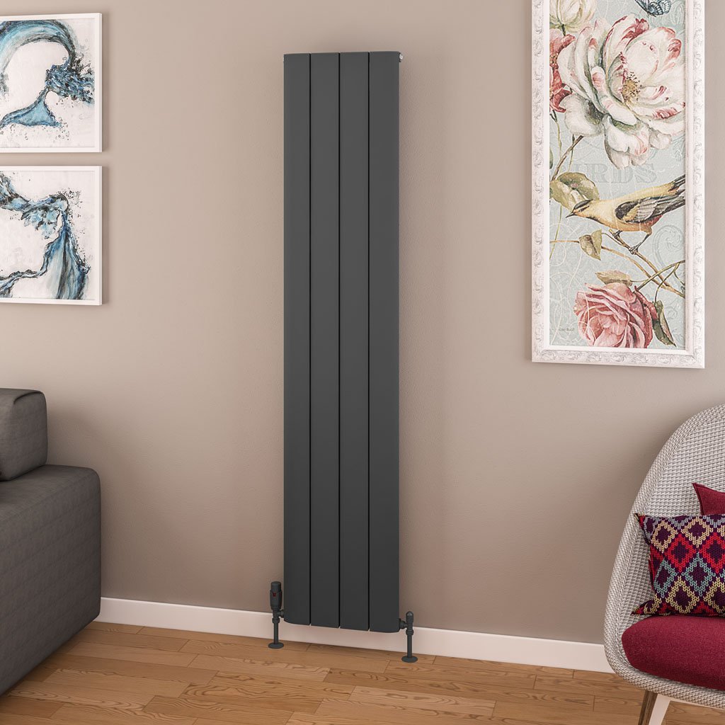Withington 1800 x 375 Aluminium Radiator Matt Anthracite
