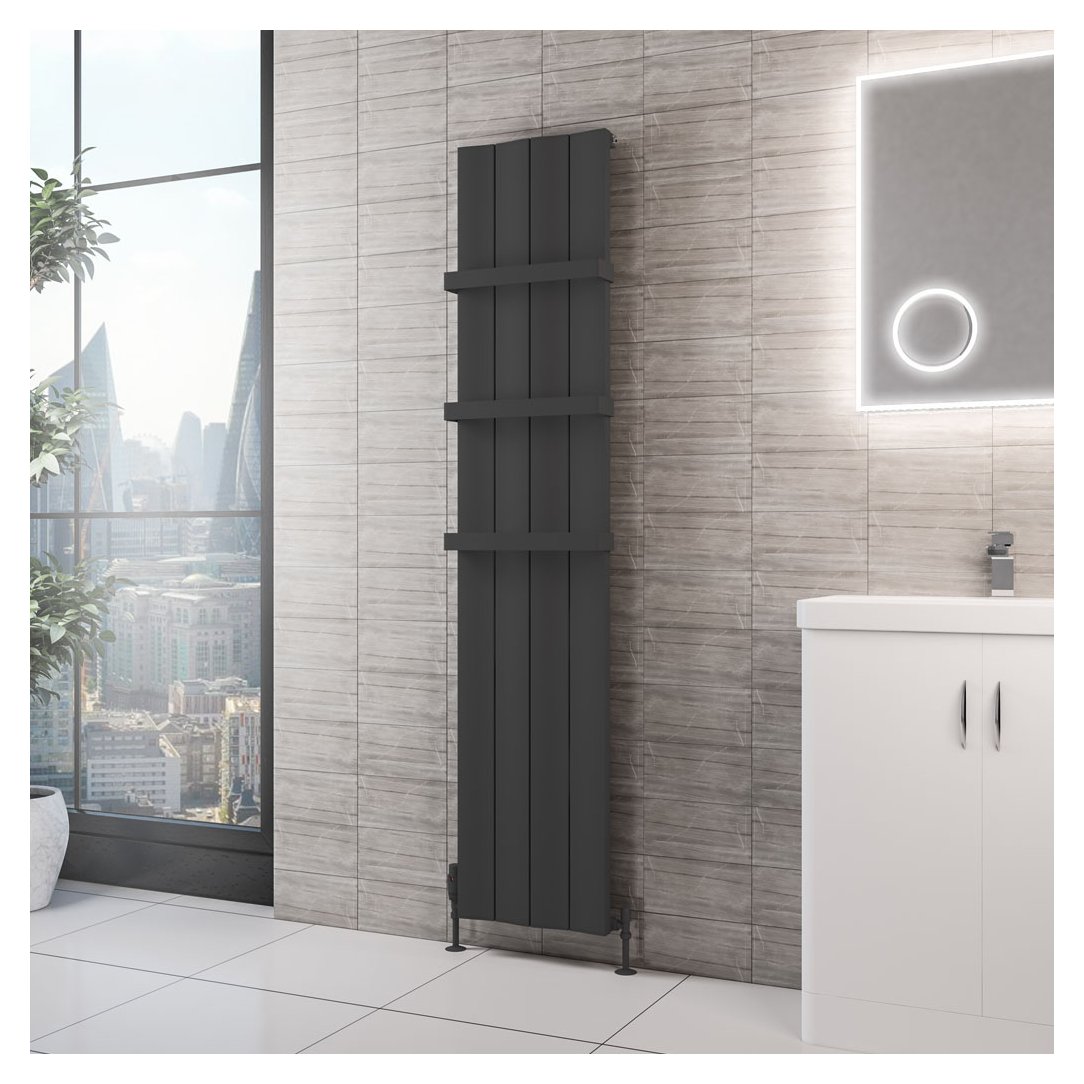 Fairford 1800 x 375 Aluminium Radiator Matt Anthracite