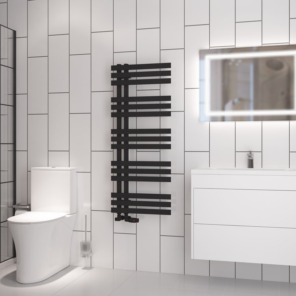 Hurley 1200 x 500 Towel Rail - Matt Black