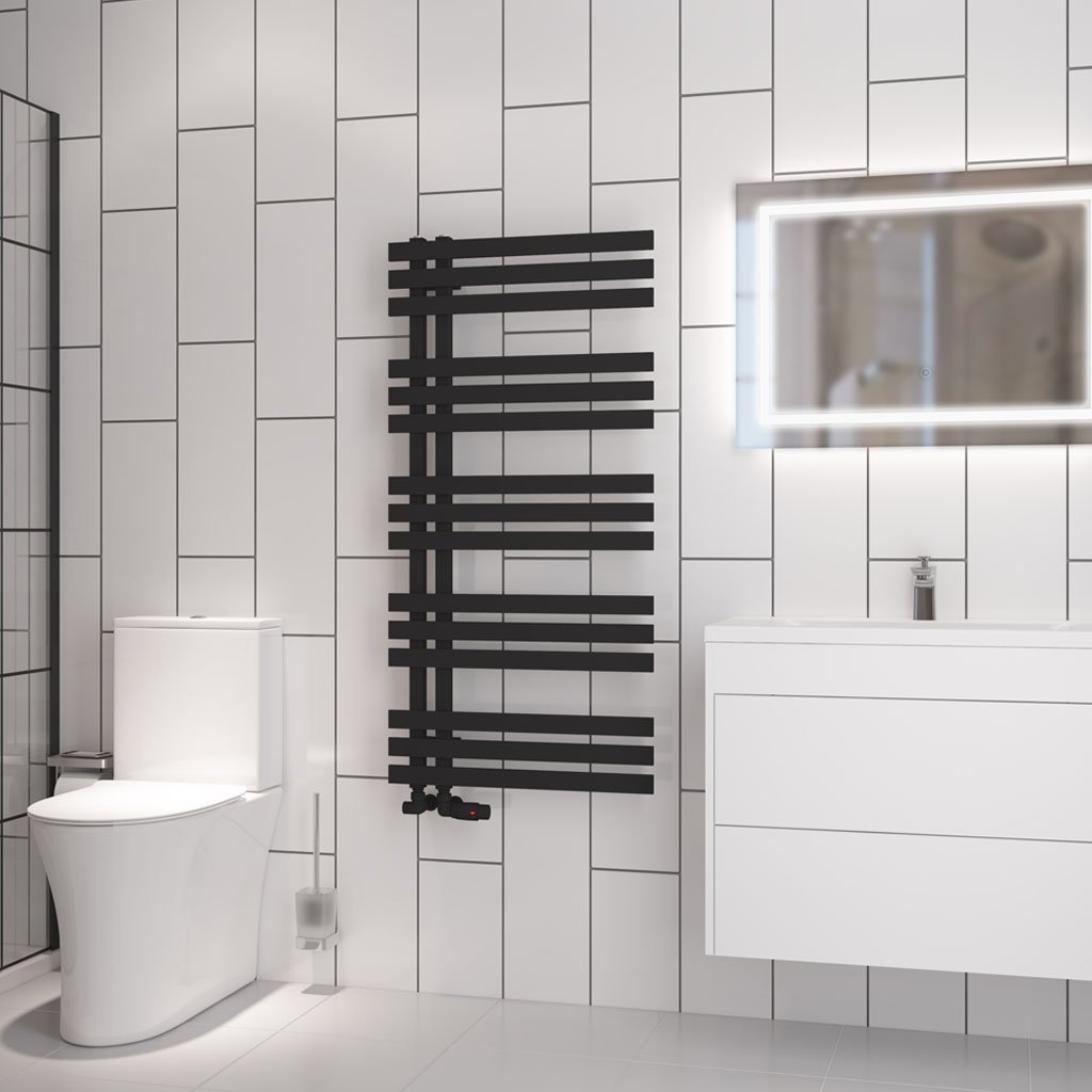 Hurley 1200 x 600 Towel Rail - Matt Black