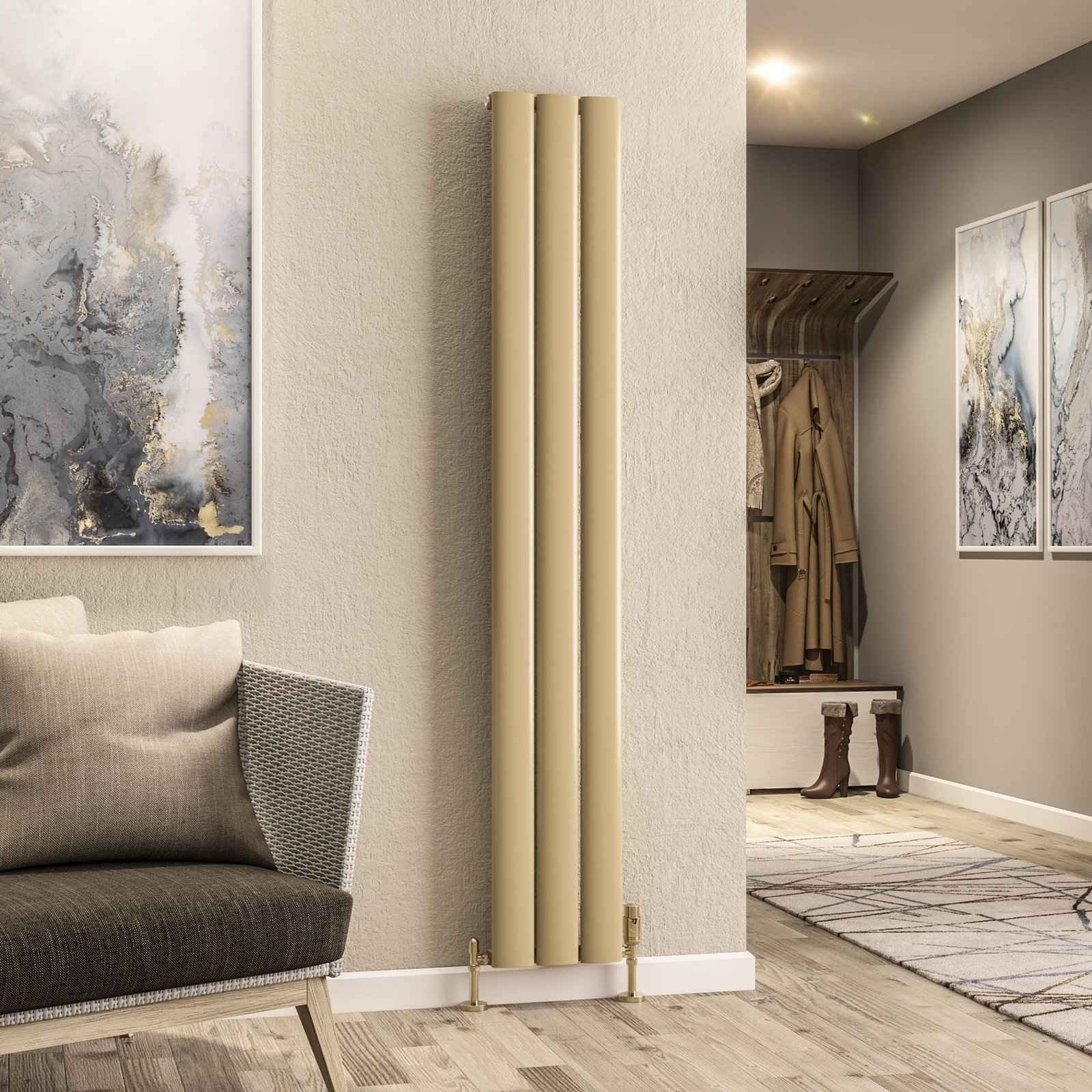 Malmesbury 1800 x 280 Aluminium Radiator - Brass Effect