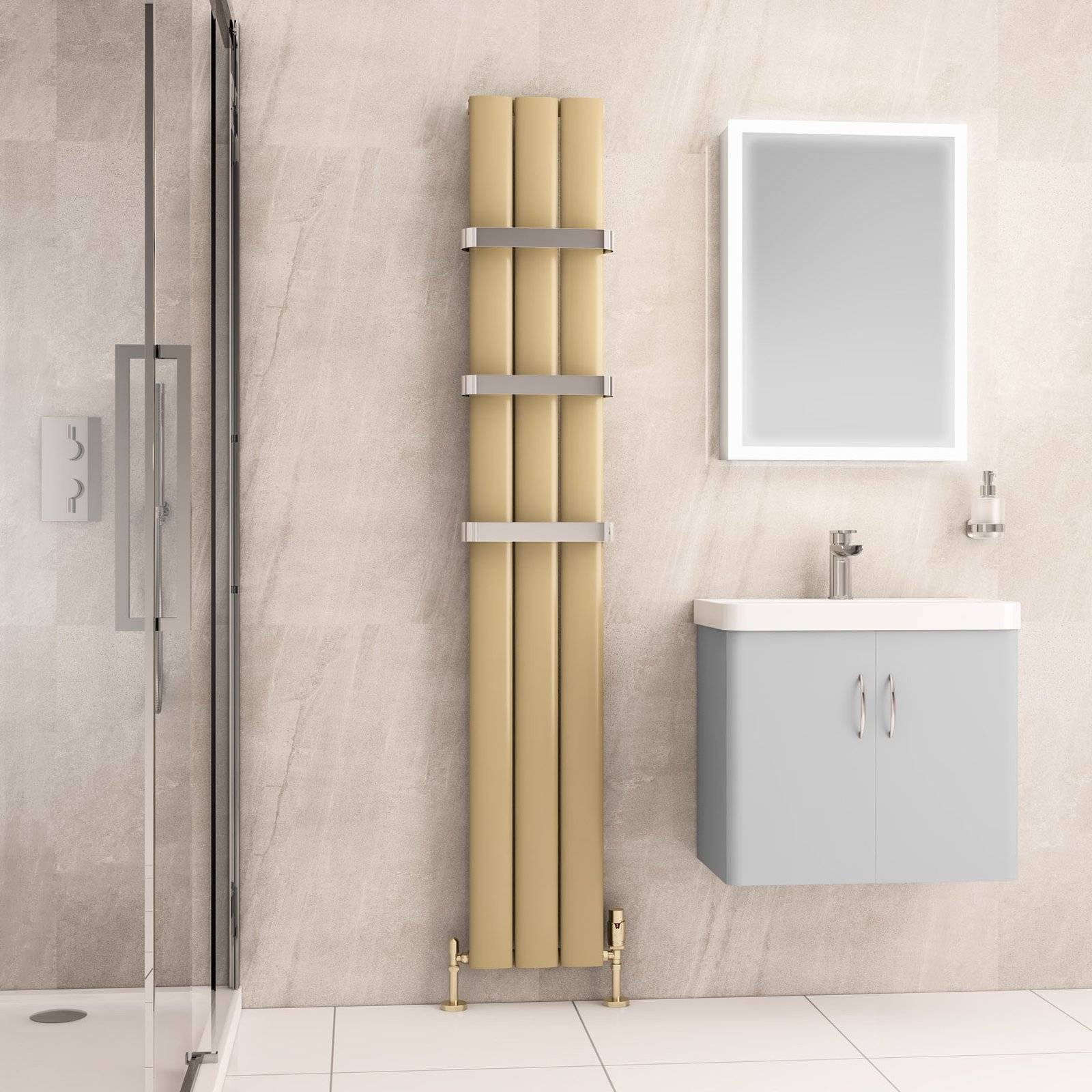 Malmesbury 1800 x 280 Aluminium Radiator - Brass Effect