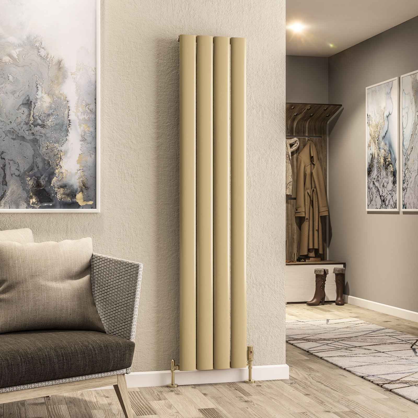 Malmesbury 1800 x 375 Aluminium Radiator - Brass Effect