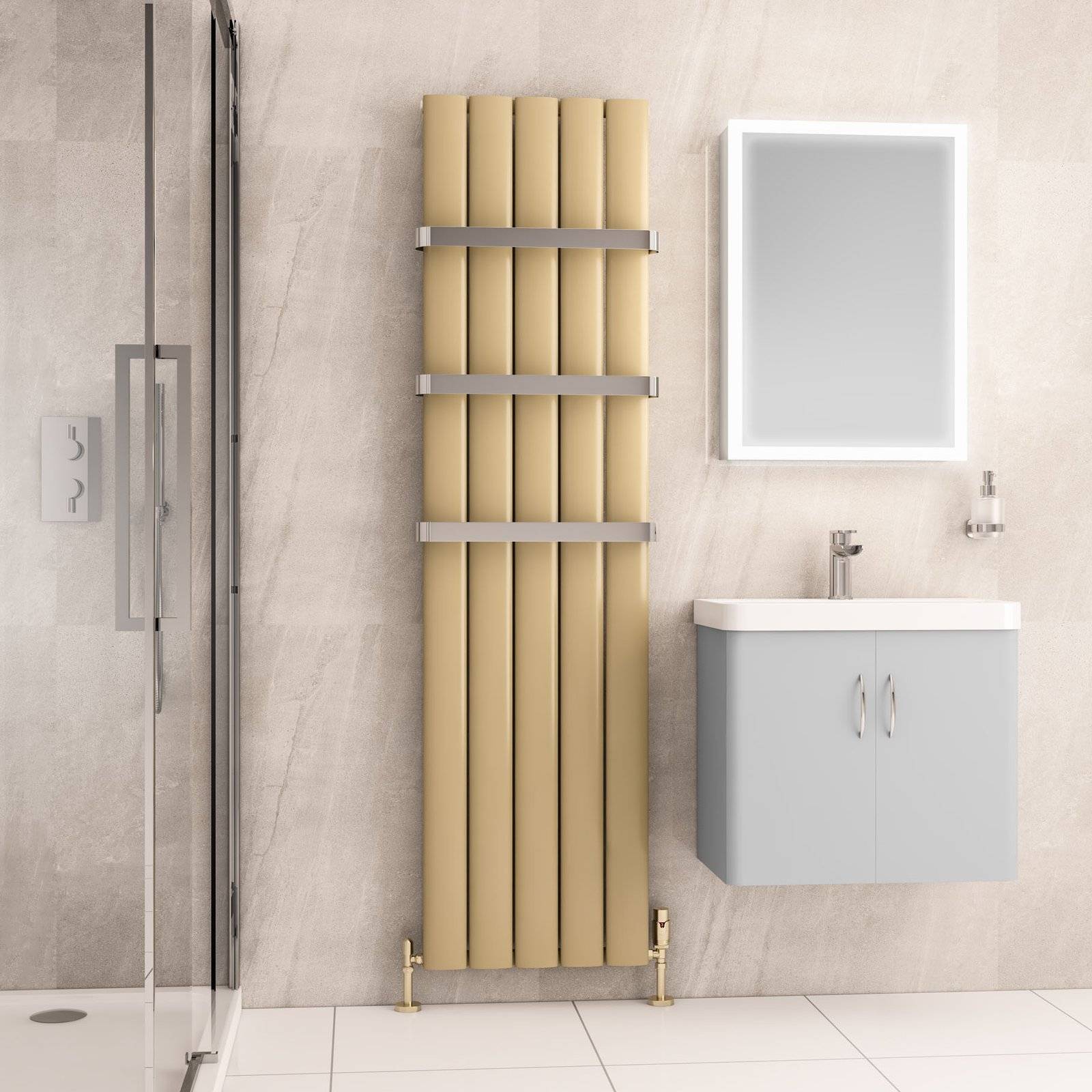 Malmesbury 1800 x 470 Aluminium Radiator - Brass Effect