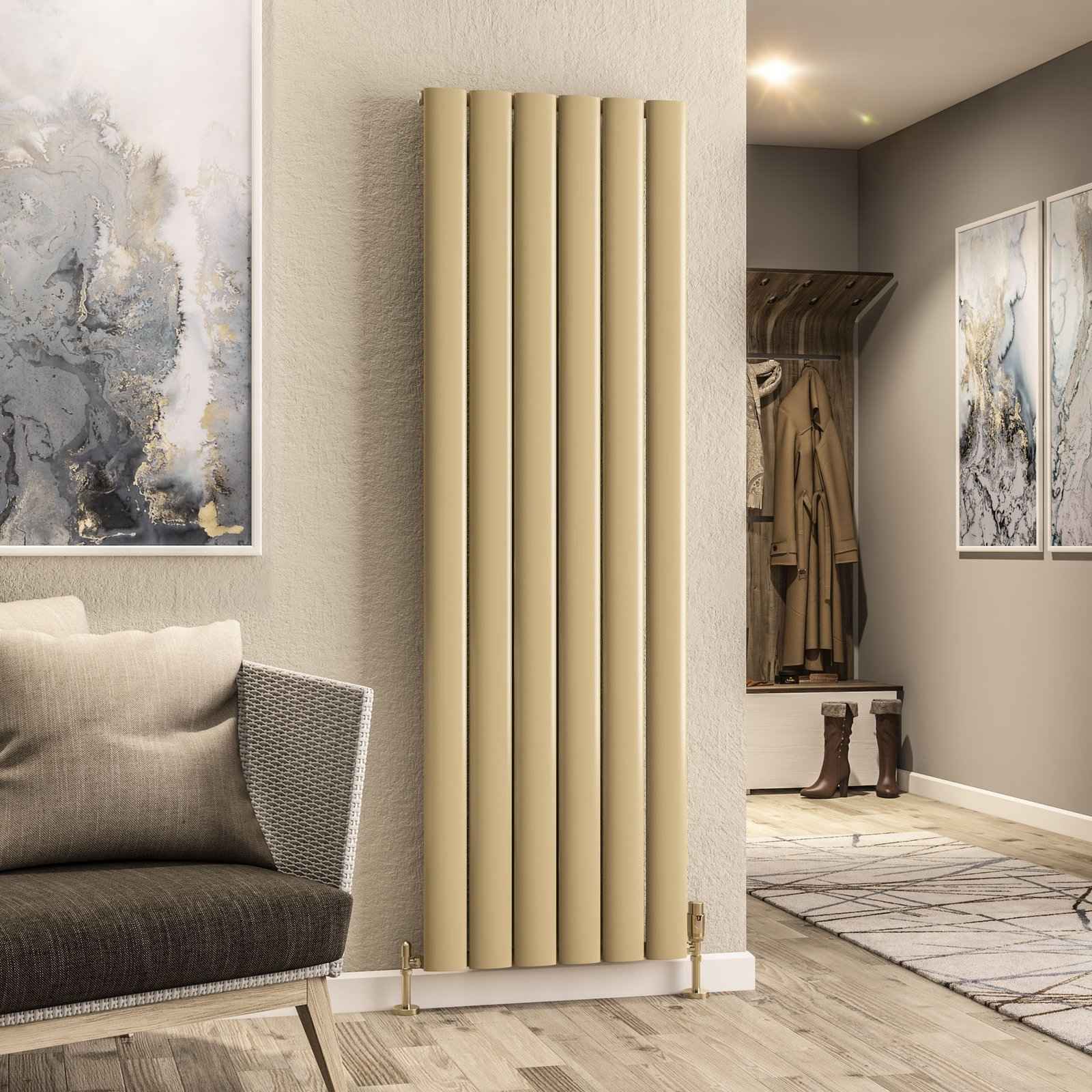 Malmesbury 1800 x 565 Aluminium Radiator - Brass Effect