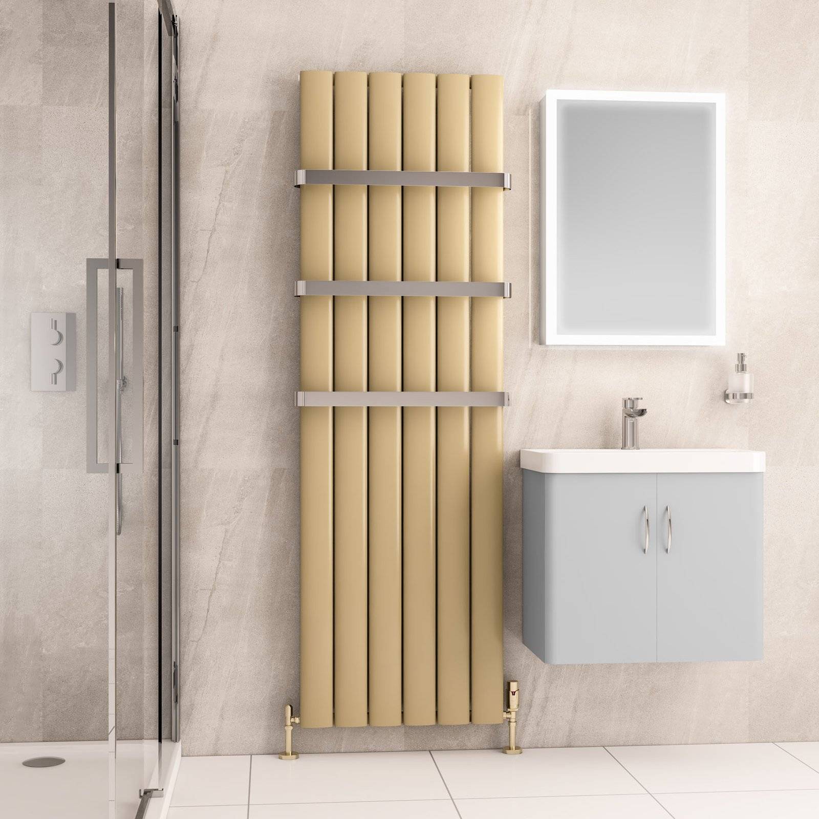 Malmesbury 1800 x 565 Aluminium Radiator - Brass Effect
