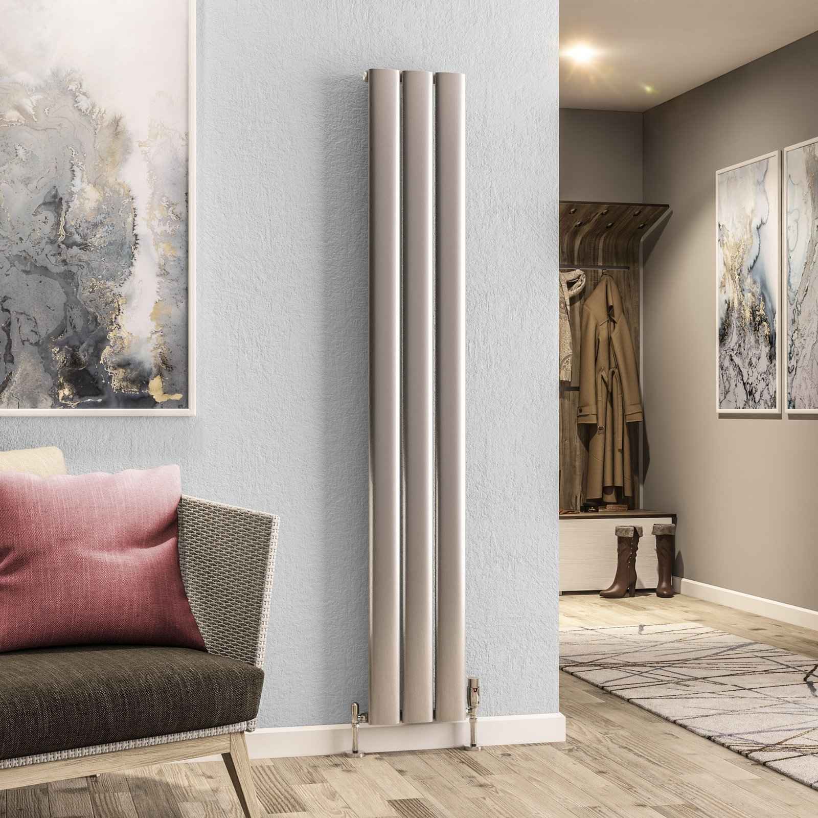 Malmesbury 1800 x 280 Aluminium Radiator - Silver Effect