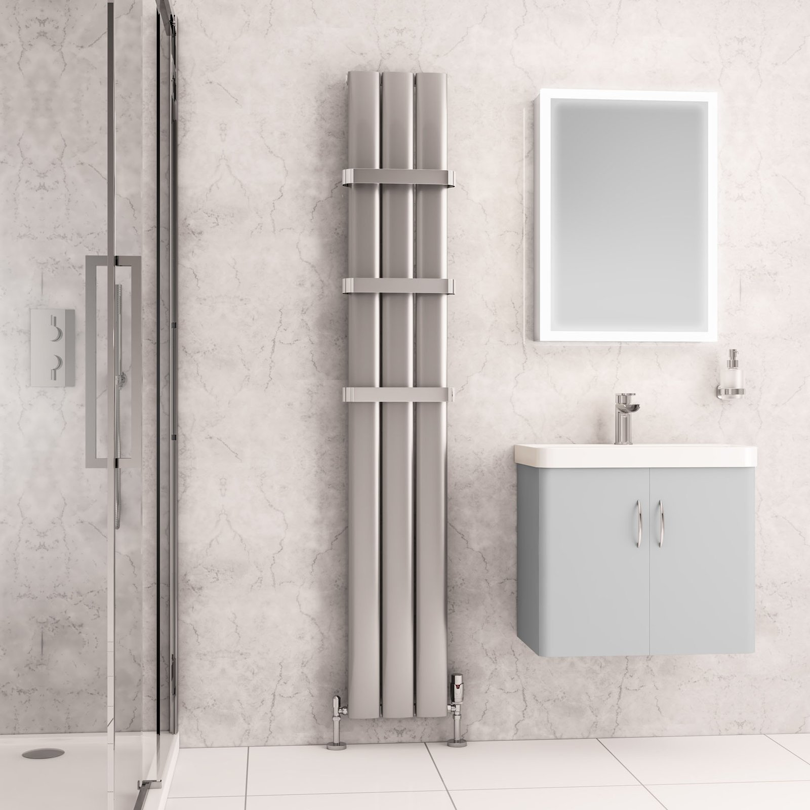 Malmesbury 1800 x 280 Aluminium Radiator - Silver Effect