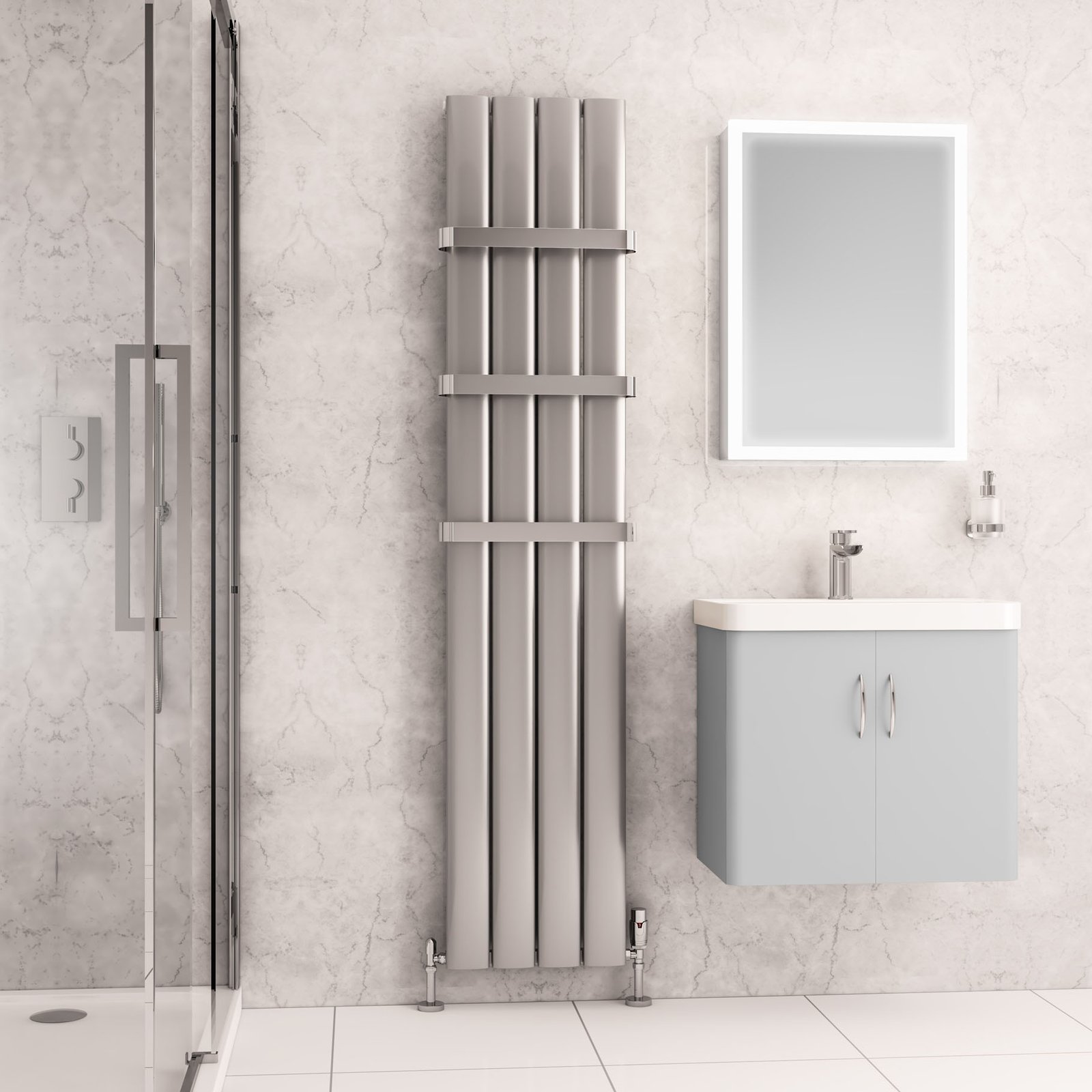 Malmesbury 1800 x 375 Aluminium Radiator - Silver Effect