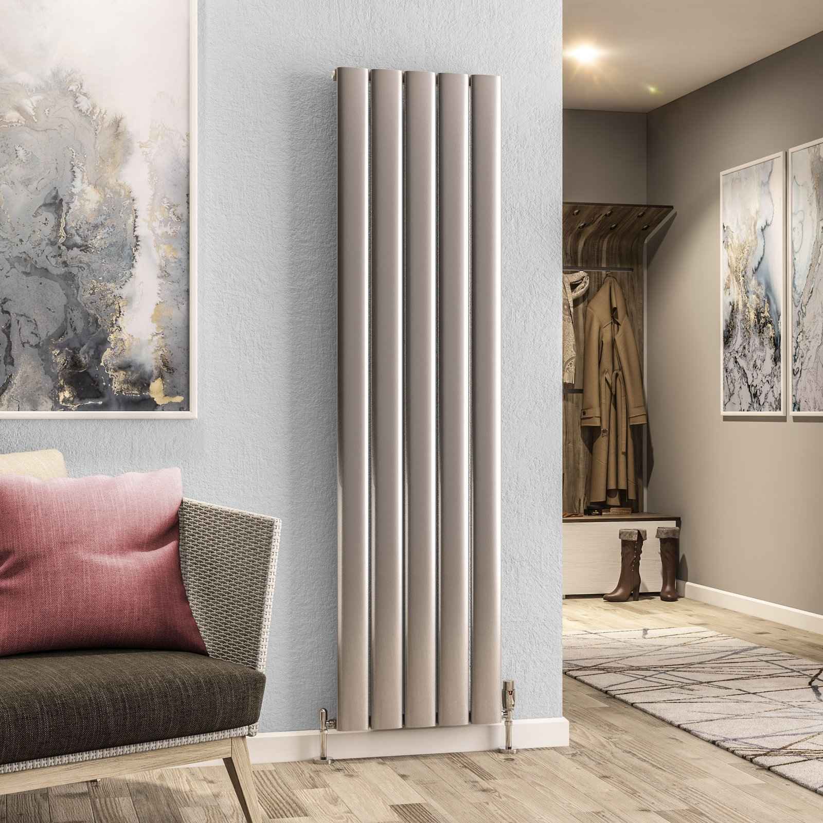 Malmesbury 1800 x 470 Aluminium Radiator - Silver Effect