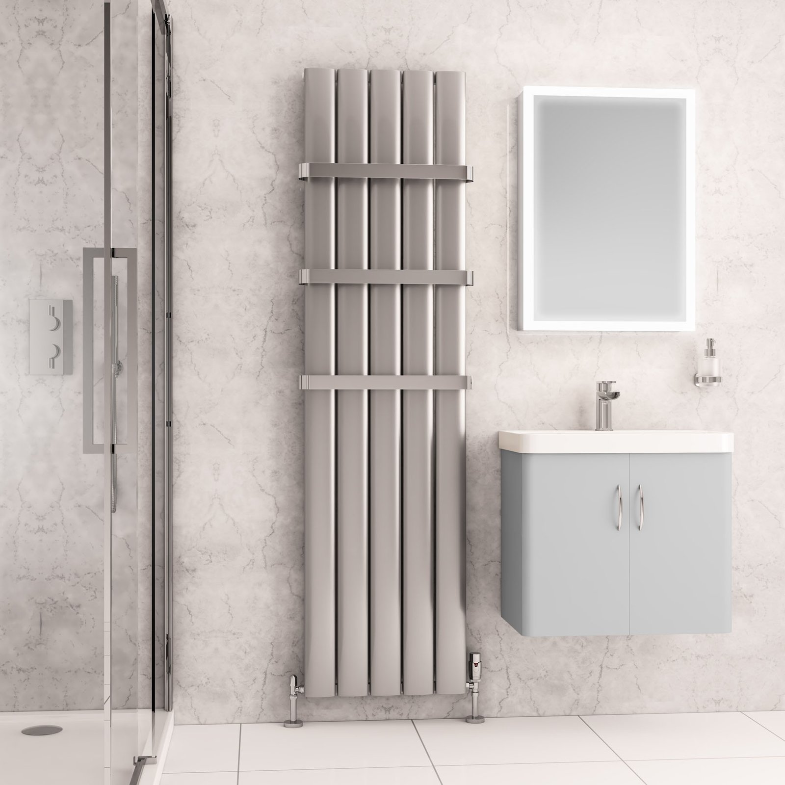 Malmesbury 1800 x 470 Aluminium Radiator - Silver Effect