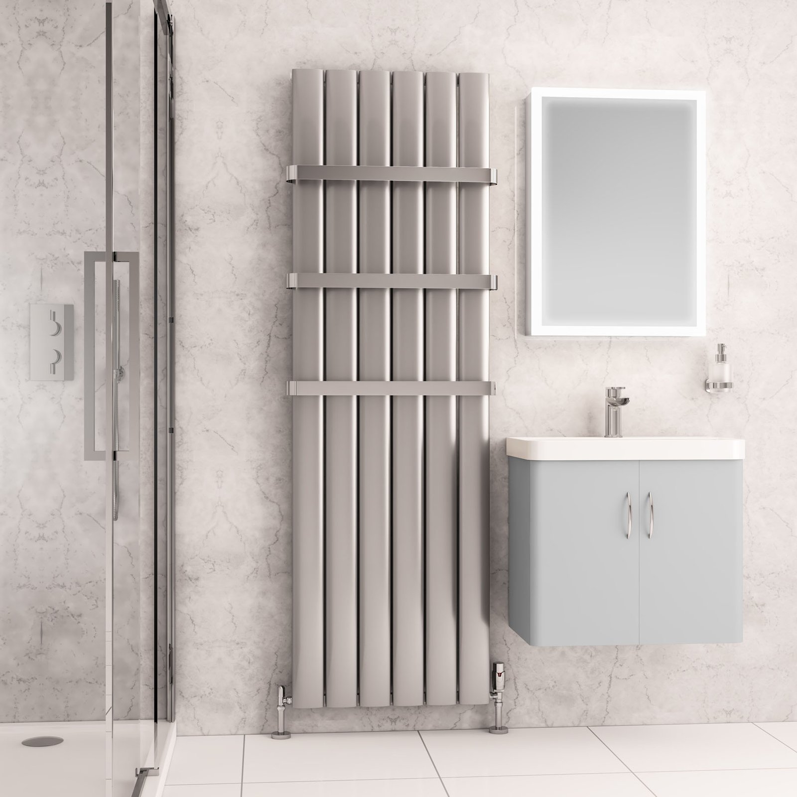 Malmesbury 1800 x 565 Aluminium Radiator - Silver Effect