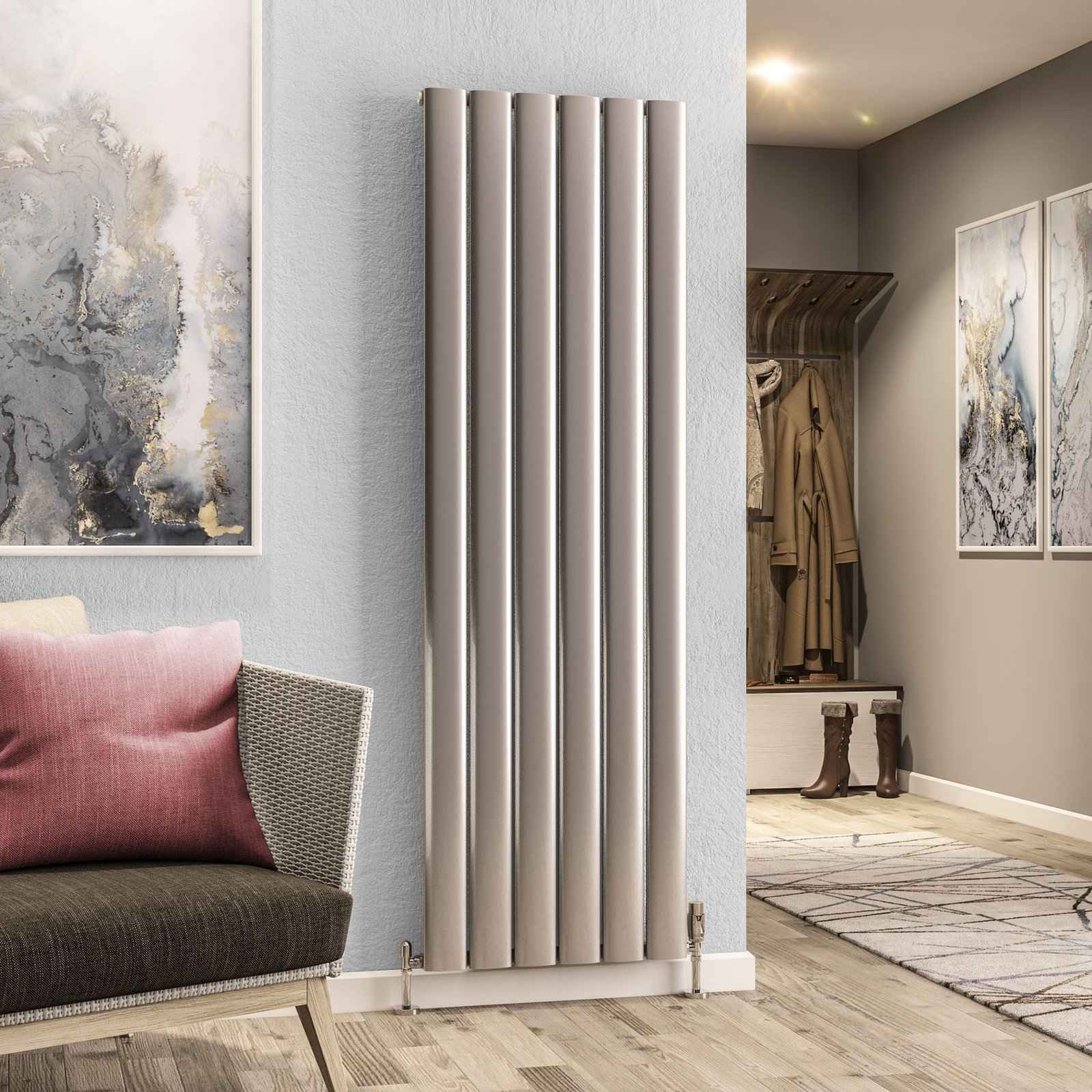 Malmesbury 1800 x 565 Aluminium Radiator - Silver Effect