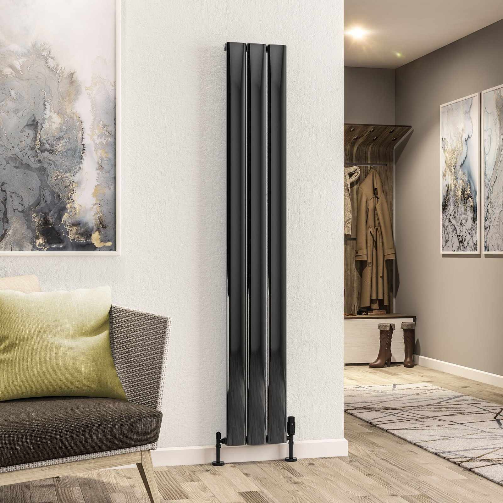 Malmesbury 1800 x 280 Aluminium Radiator - Black Effect