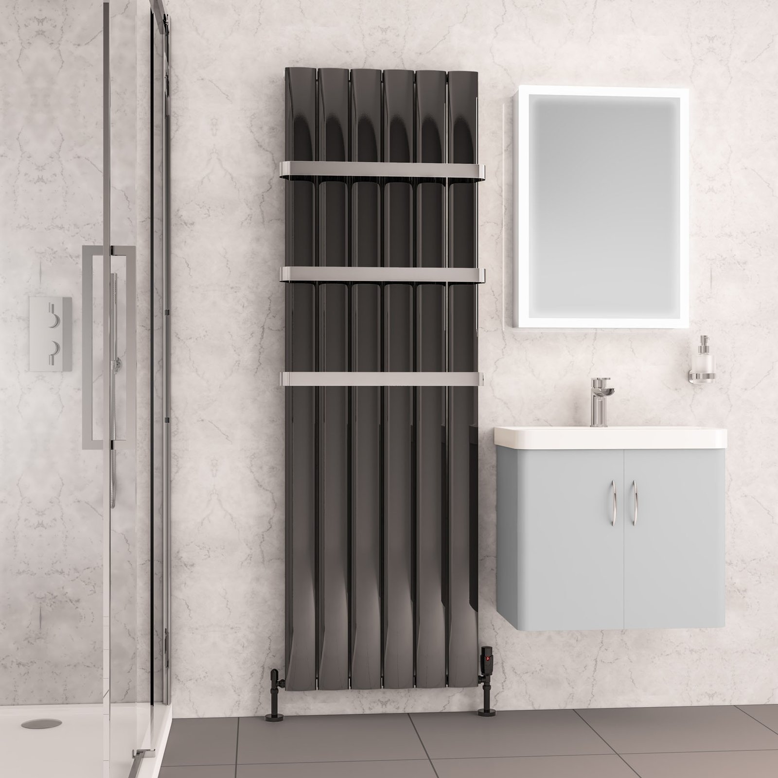 Malmesbury 1800 x 565 Aluminium Radiator - Black Effect