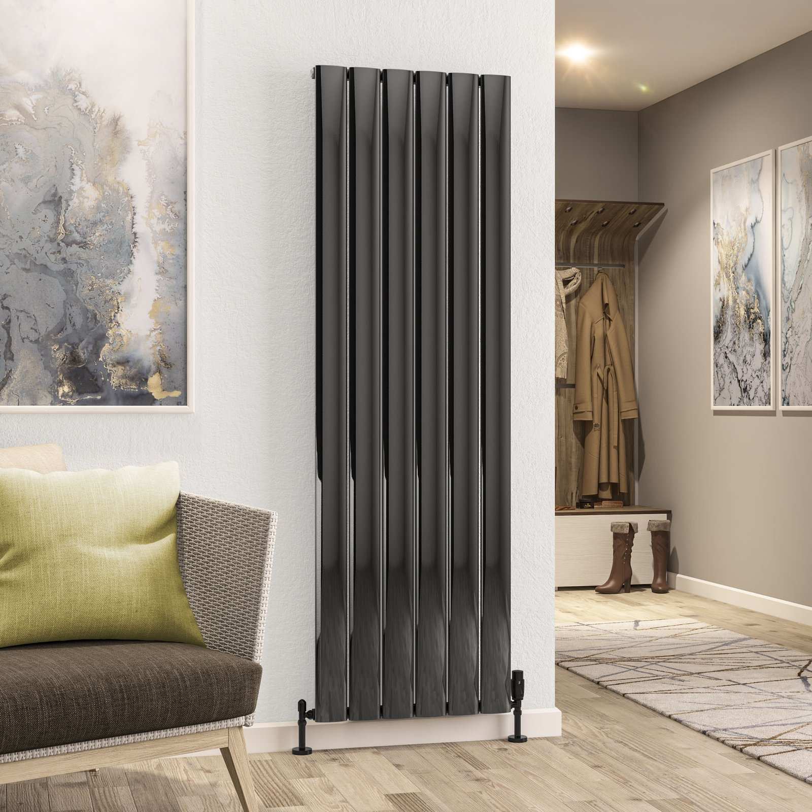 Malmesbury 1800 x 565 Aluminium Radiator - Black Effect