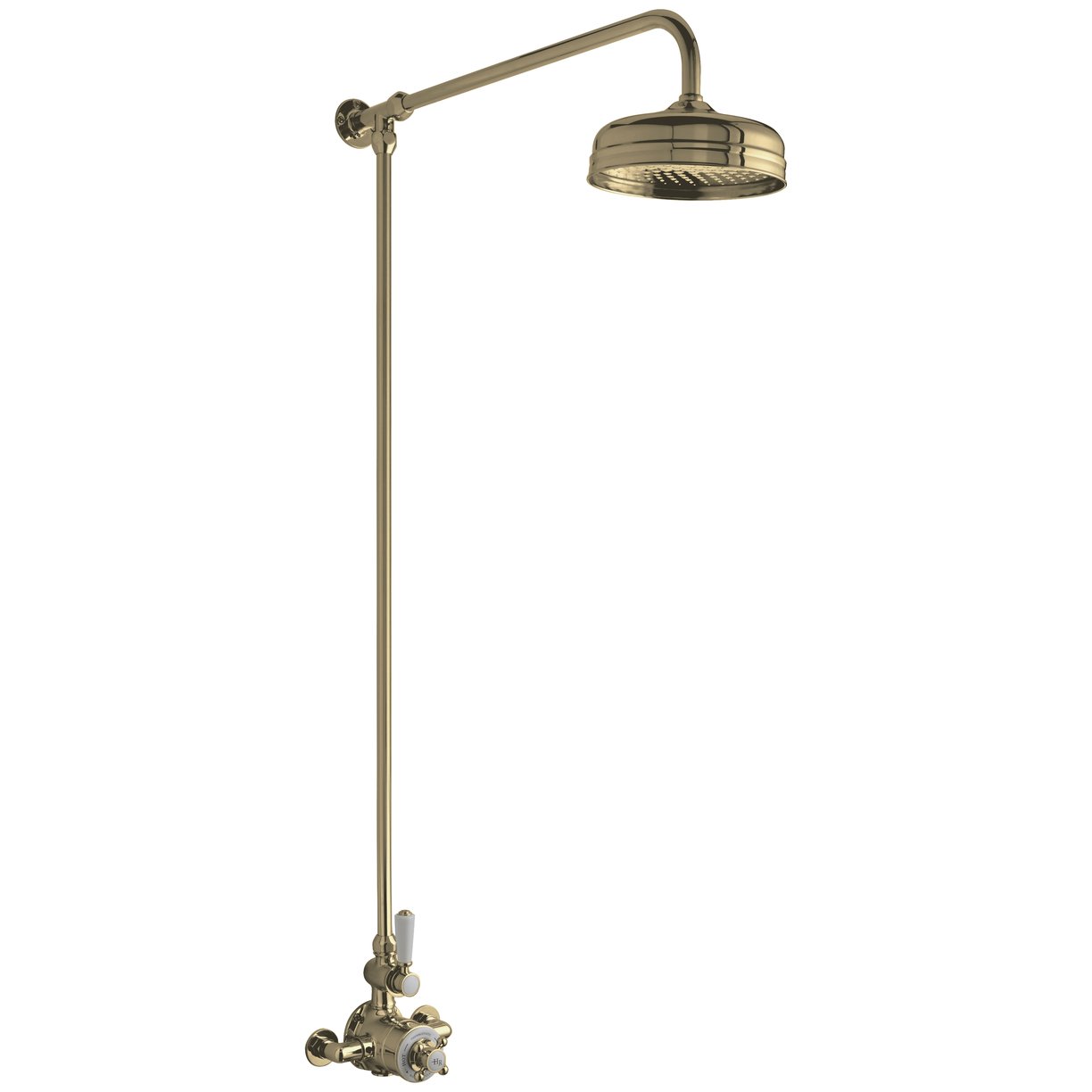 Trad Ther Shower Valve And Rigid Riser - Brushed Brass