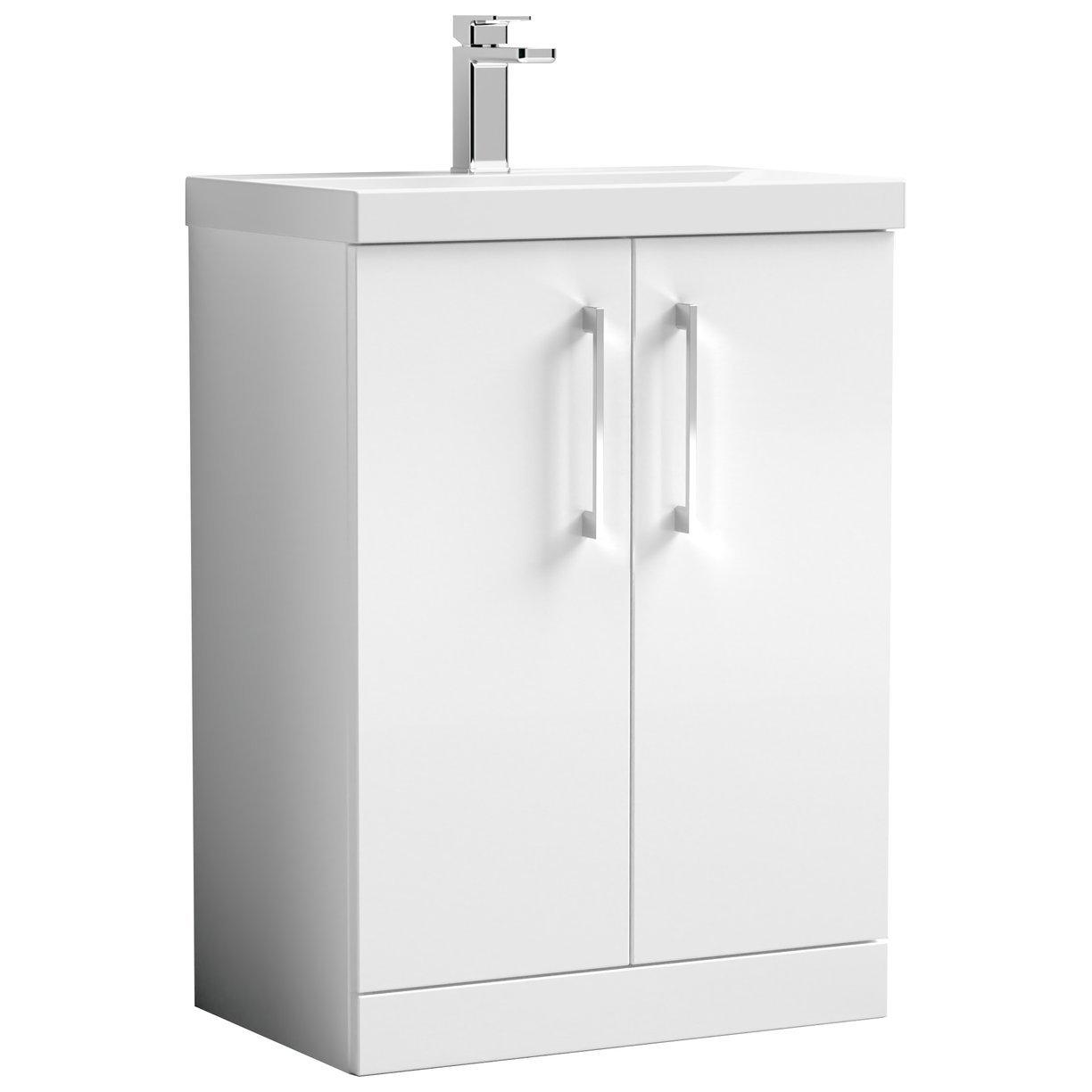 600mm FS 2-Door Vanity & Basin 3 - Gloss White